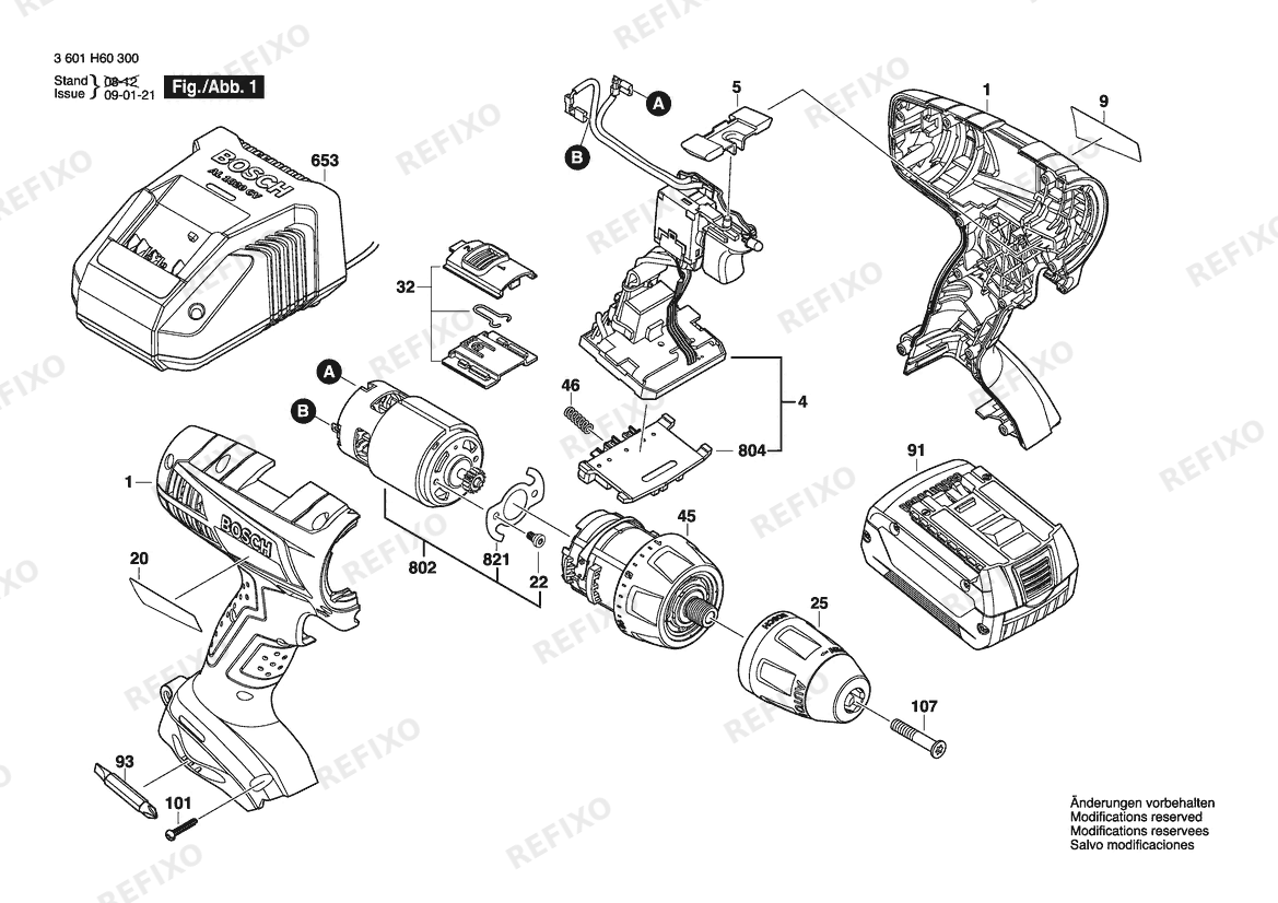 Деталировка Bosch Аккумуляторный шуруповёрт GSR 18 V-LI BARE | 18 V | 001 - EU (3 601 H60 300) — схема запчастей в разборе