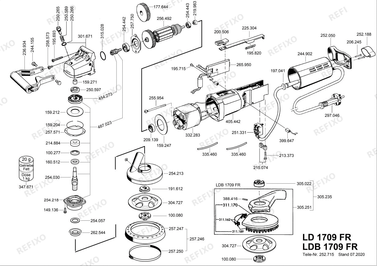 Деталировка Flex LDC1709FR,Kit Thermo-Jet Plus — схема запчастей в разборе