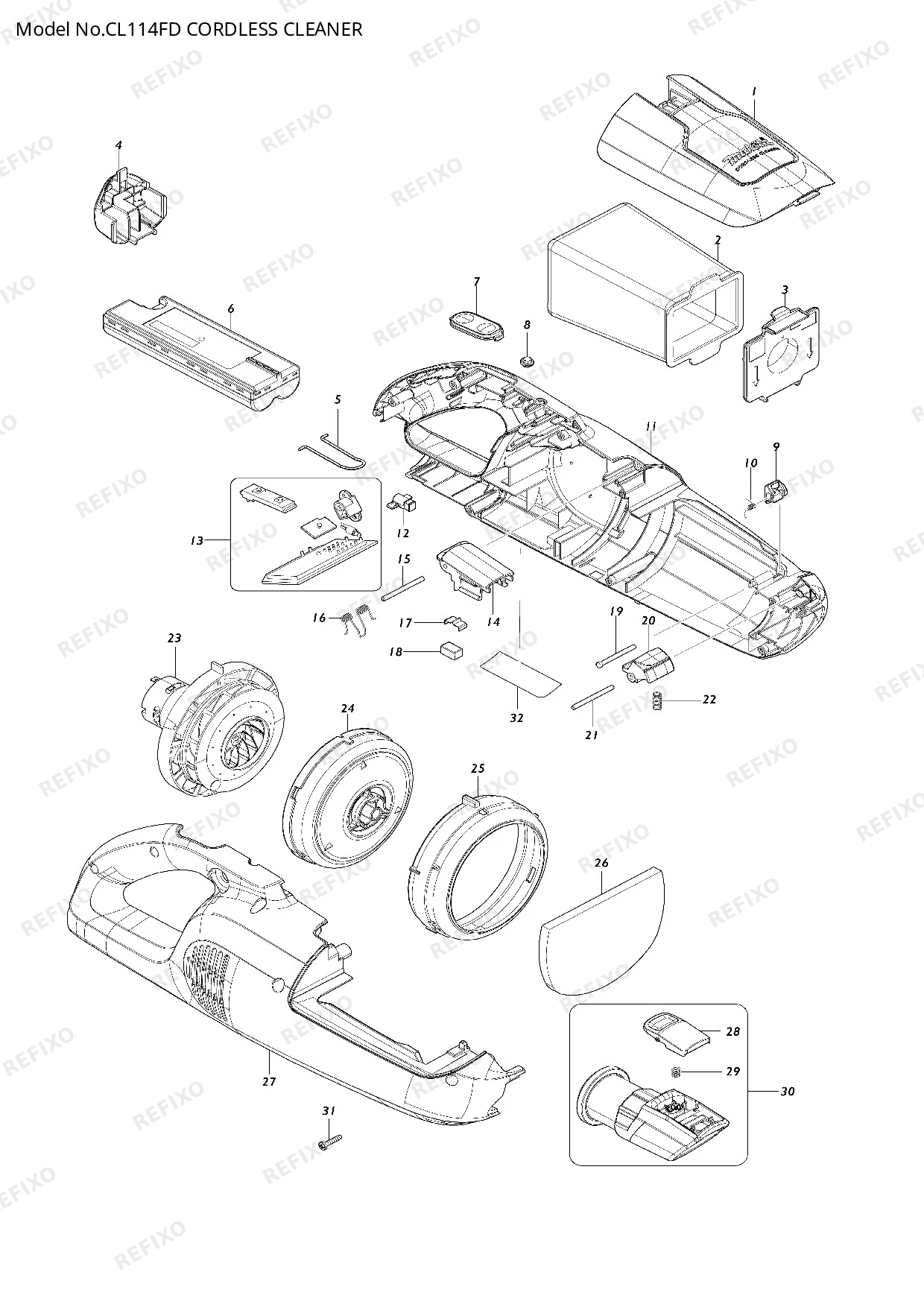 Деталировка MAKITA CL114FD — схема запчастей в разборе
