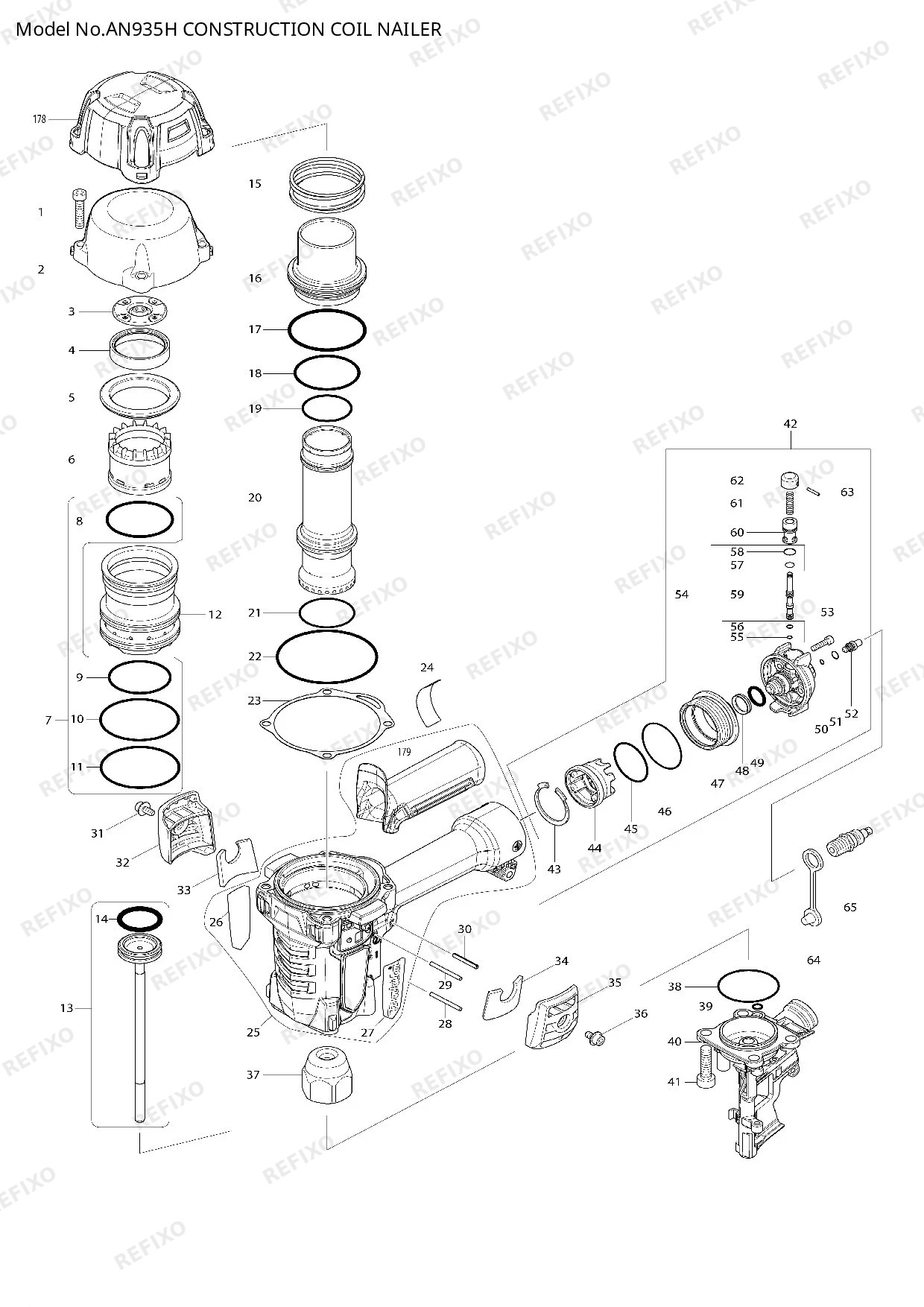 Деталировка MAKITA AN935H — схема запчастей в разборе