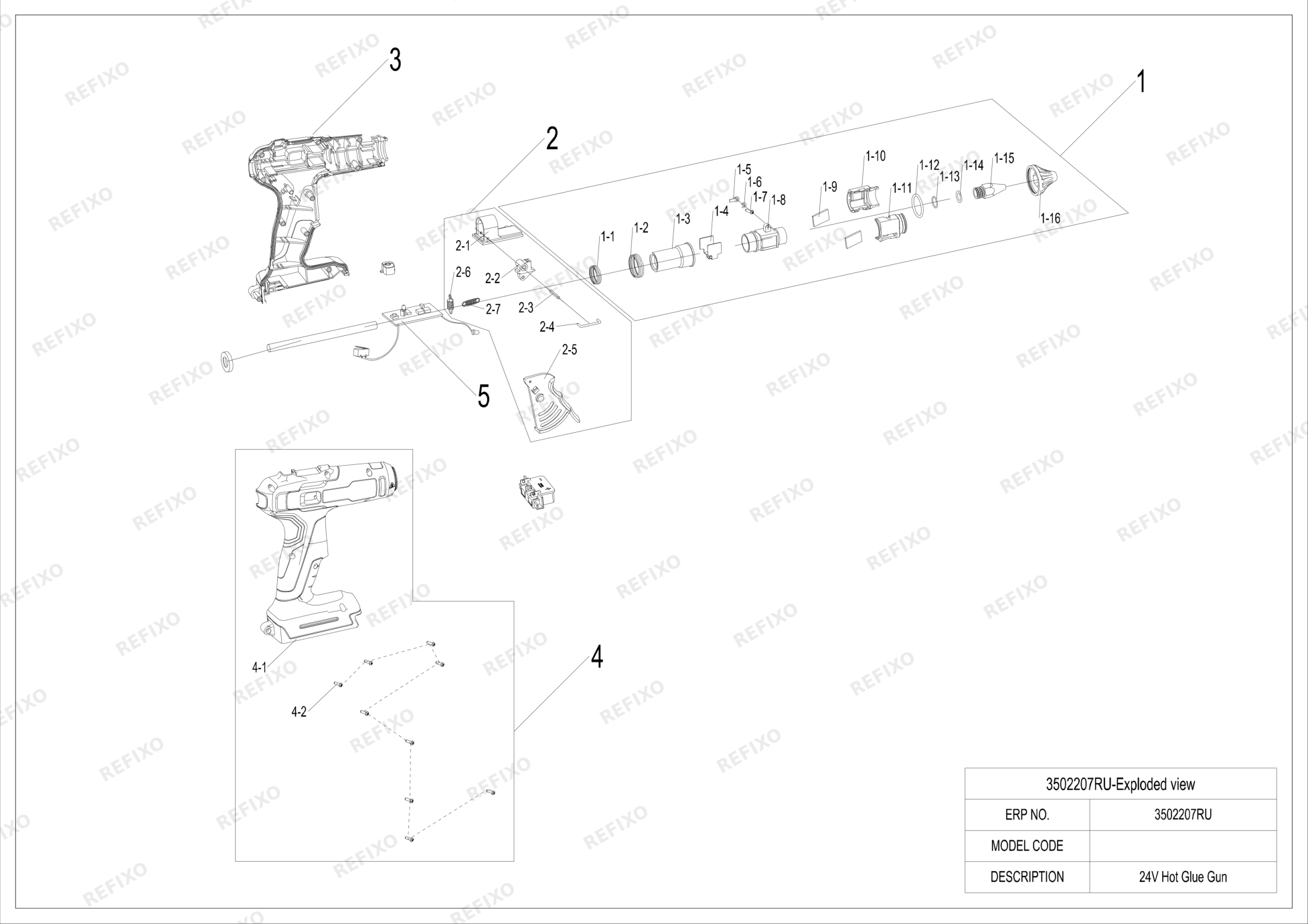Деталировка Greenworks 3502207-Exploded view — схема запчастей в разборе