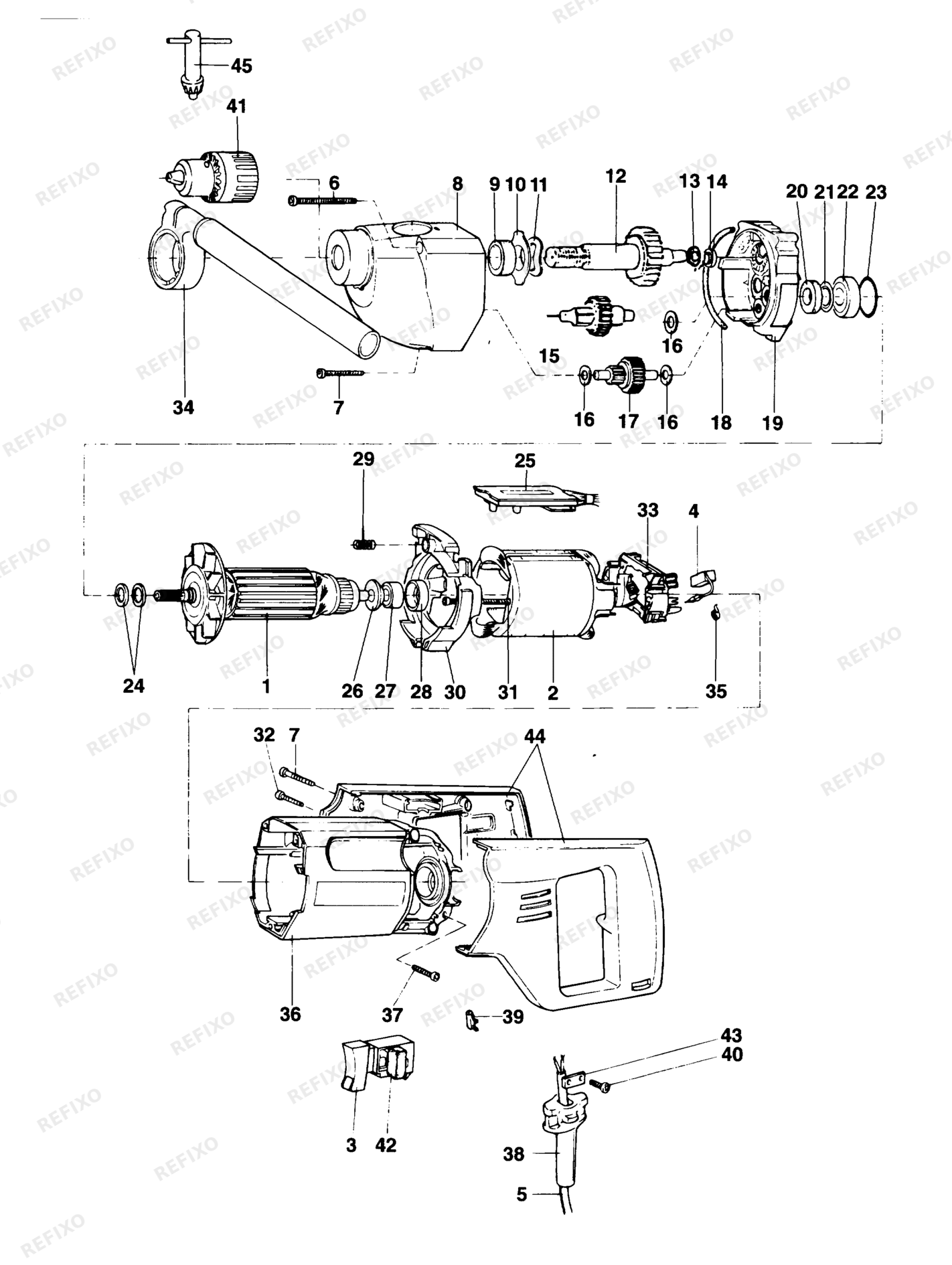 Деталировка DeWalt DW133-DE TYPE 1 BOHRER DW133-DE DW133 — схема запчастей в разборе