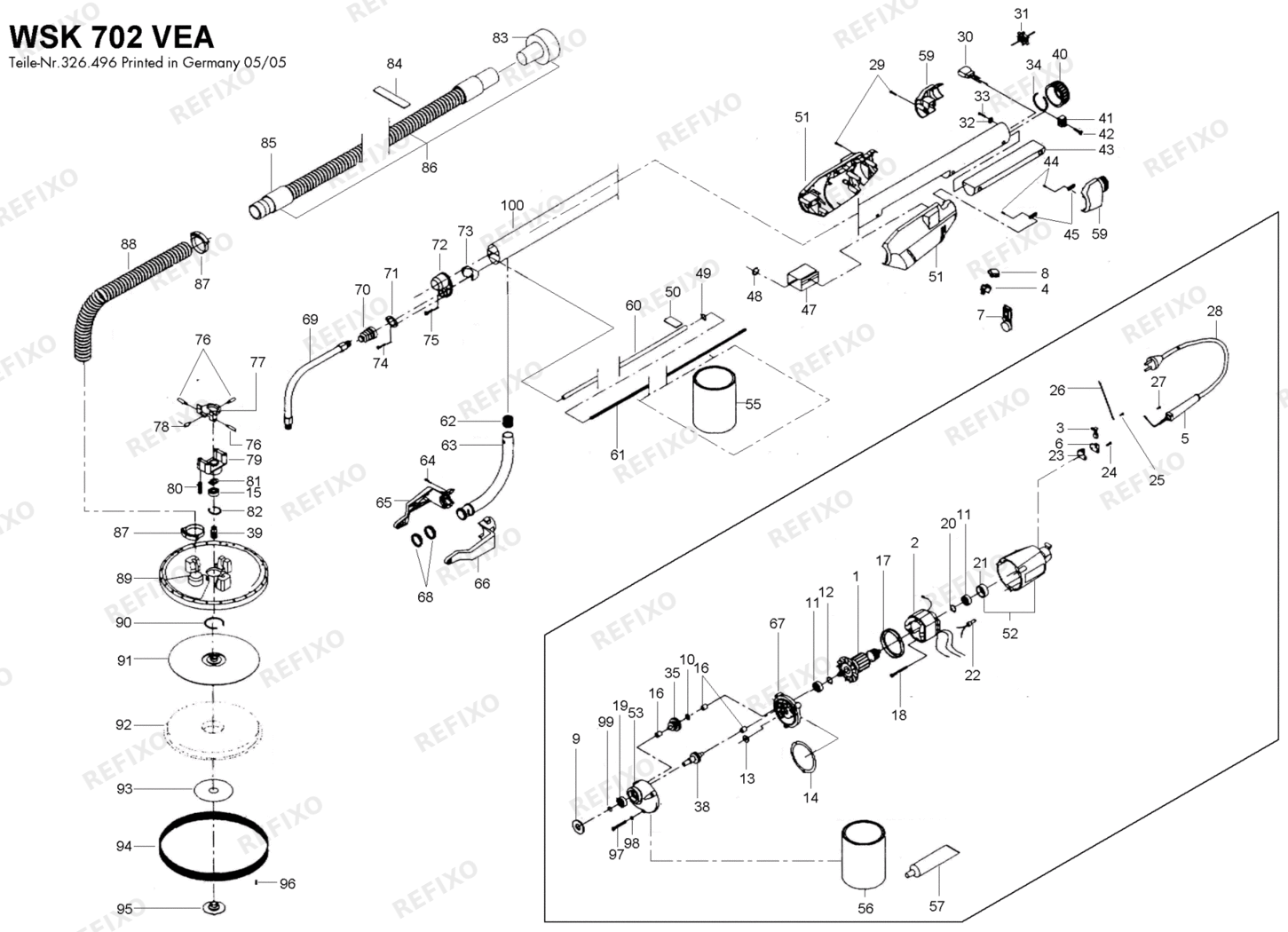 Деталировка Flex WSK 702 VEA 230CEE - Giraffe 326437 — схема запчастей в разборе
