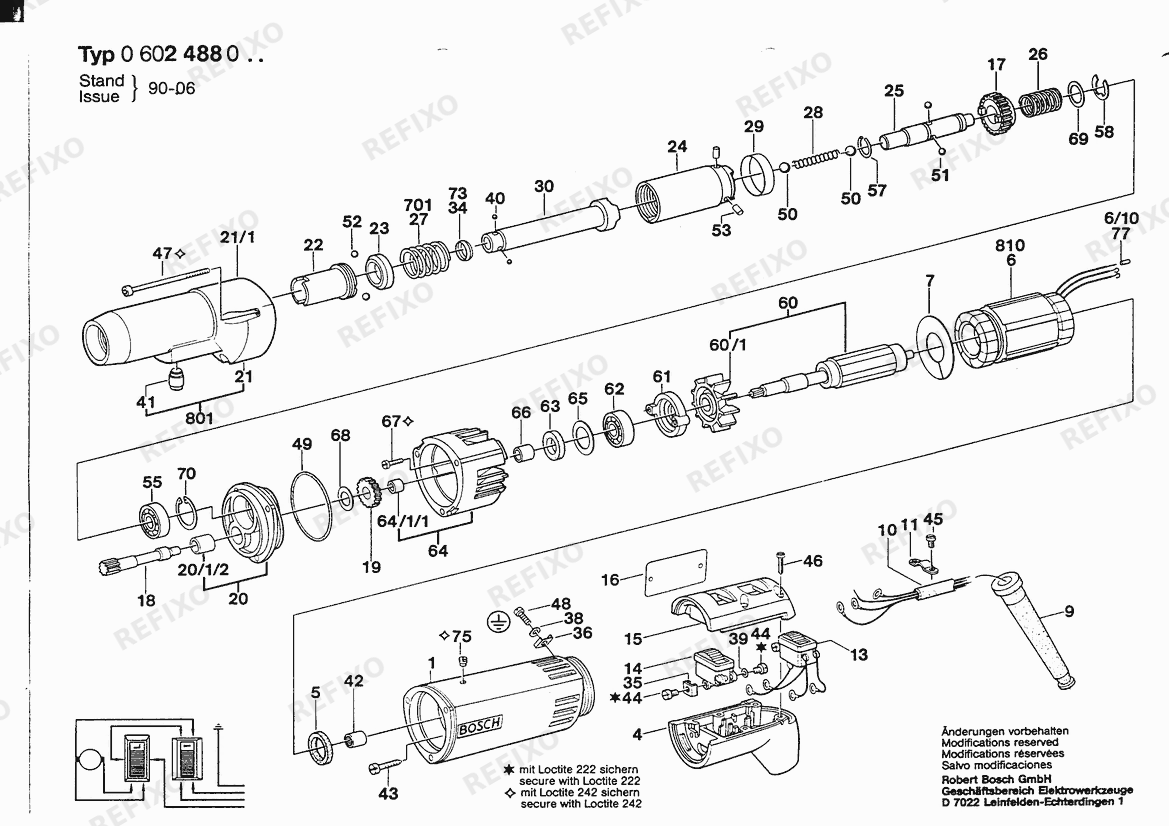 Деталировка Bosch Hf-Abschaltschrauber HF- шуруповёрт (0 602 488 018) — схема запчастей в разборе