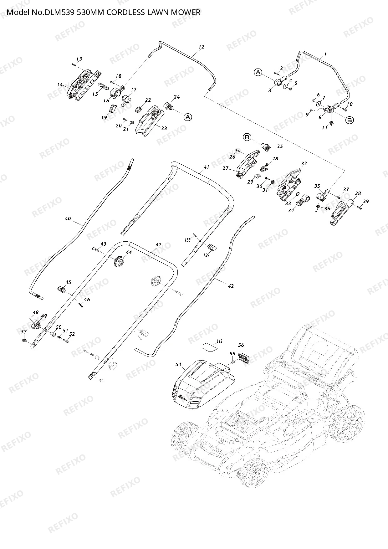 Деталировка MAKITA DLM539 — схема запчастей в разборе