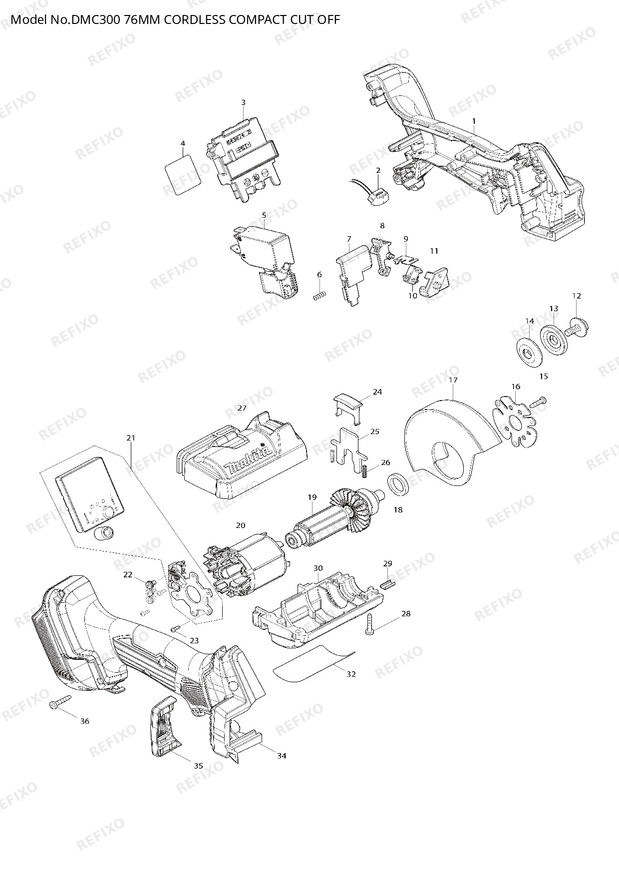 Деталировка MAKITA DMC300 — схема запчастей в разборе