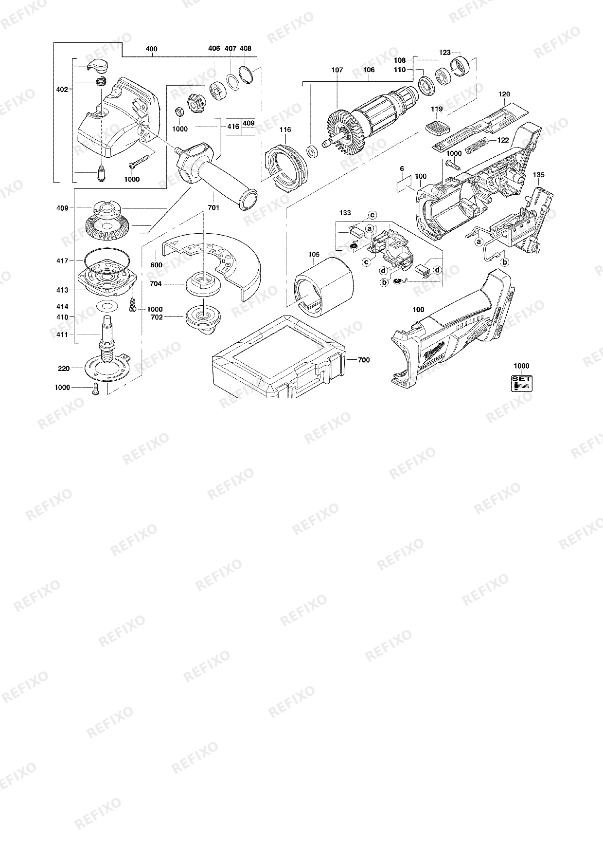 Деталировка MILWAUKEE V28AG 0 4933401668 4000401651 — схема запчастей в разборе