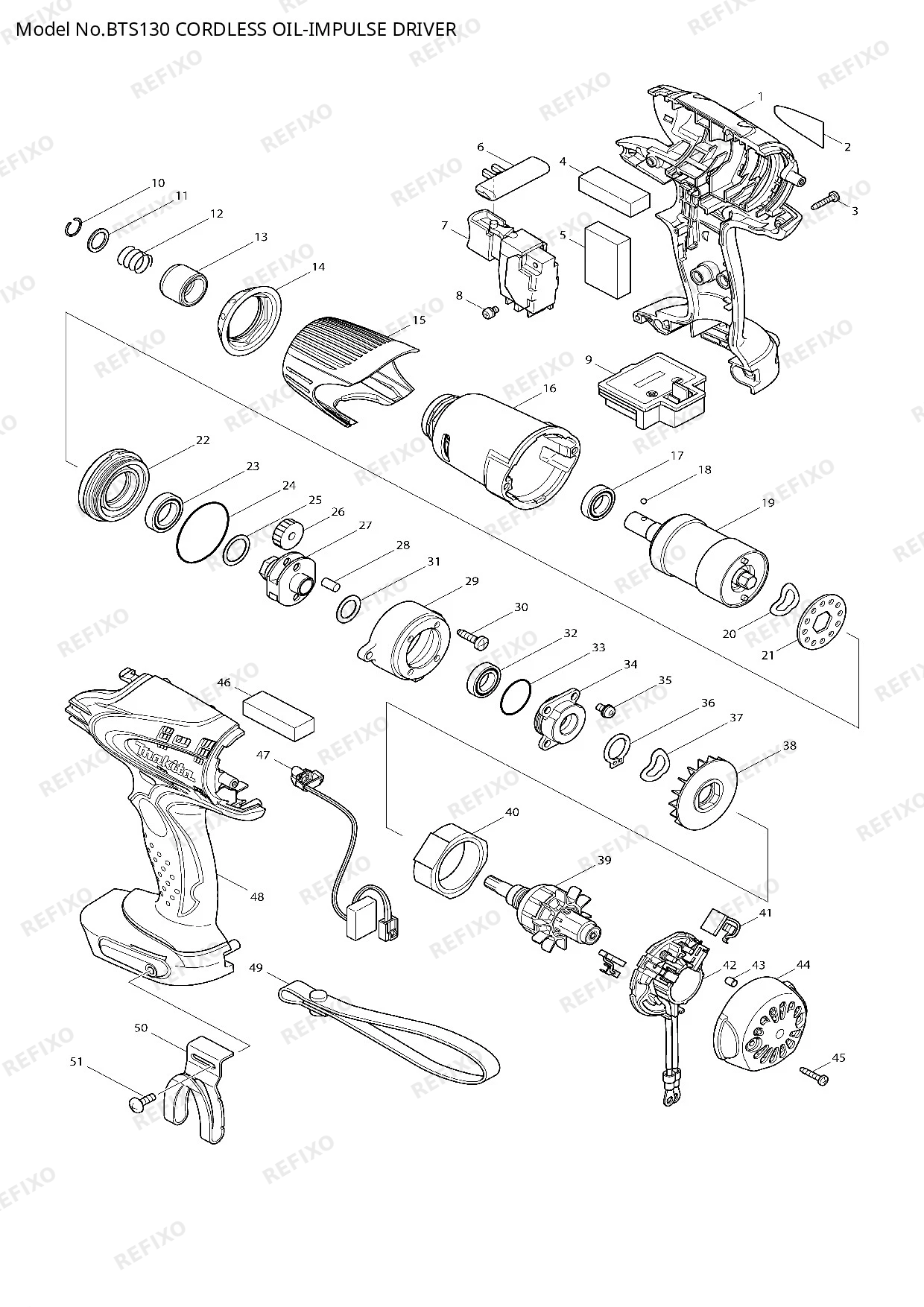 Деталировка MAKITA BTS130 — схема запчастей в разборе