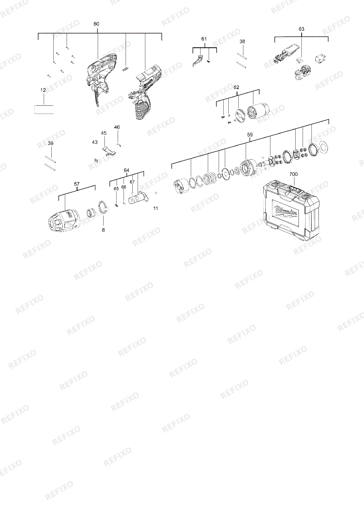 Деталировка MILWAUKEE M12BIW12 0 4933447134 4000447179 — схема запчастей в разборе