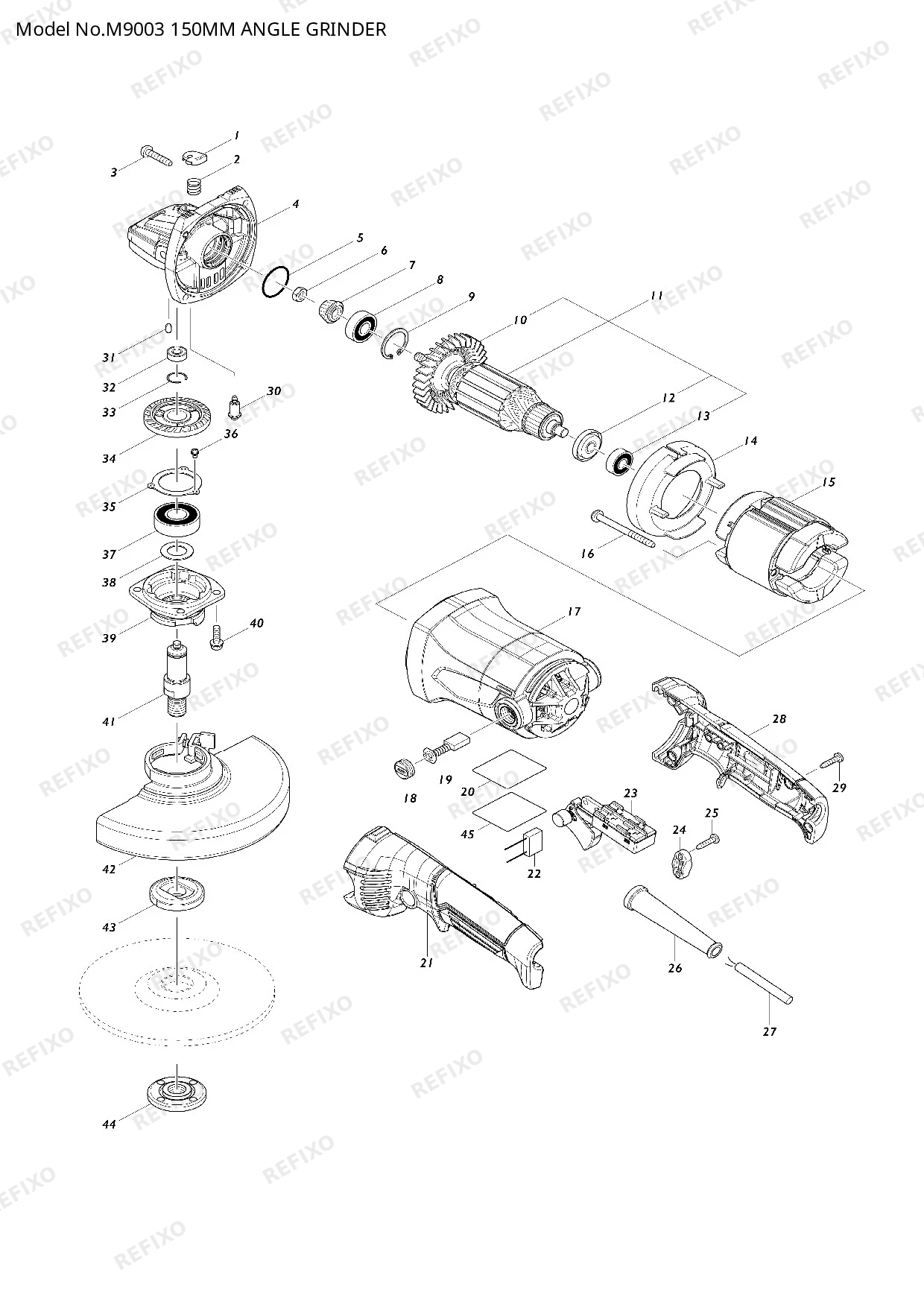 Деталировка MAKITA M9003 — схема запчастей в разборе