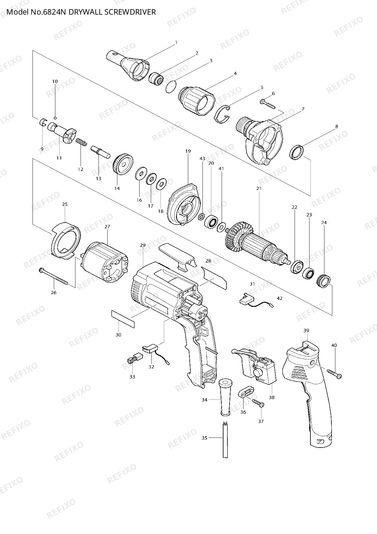 Деталировка MAKITA 6824N — схема запчастей в разборе