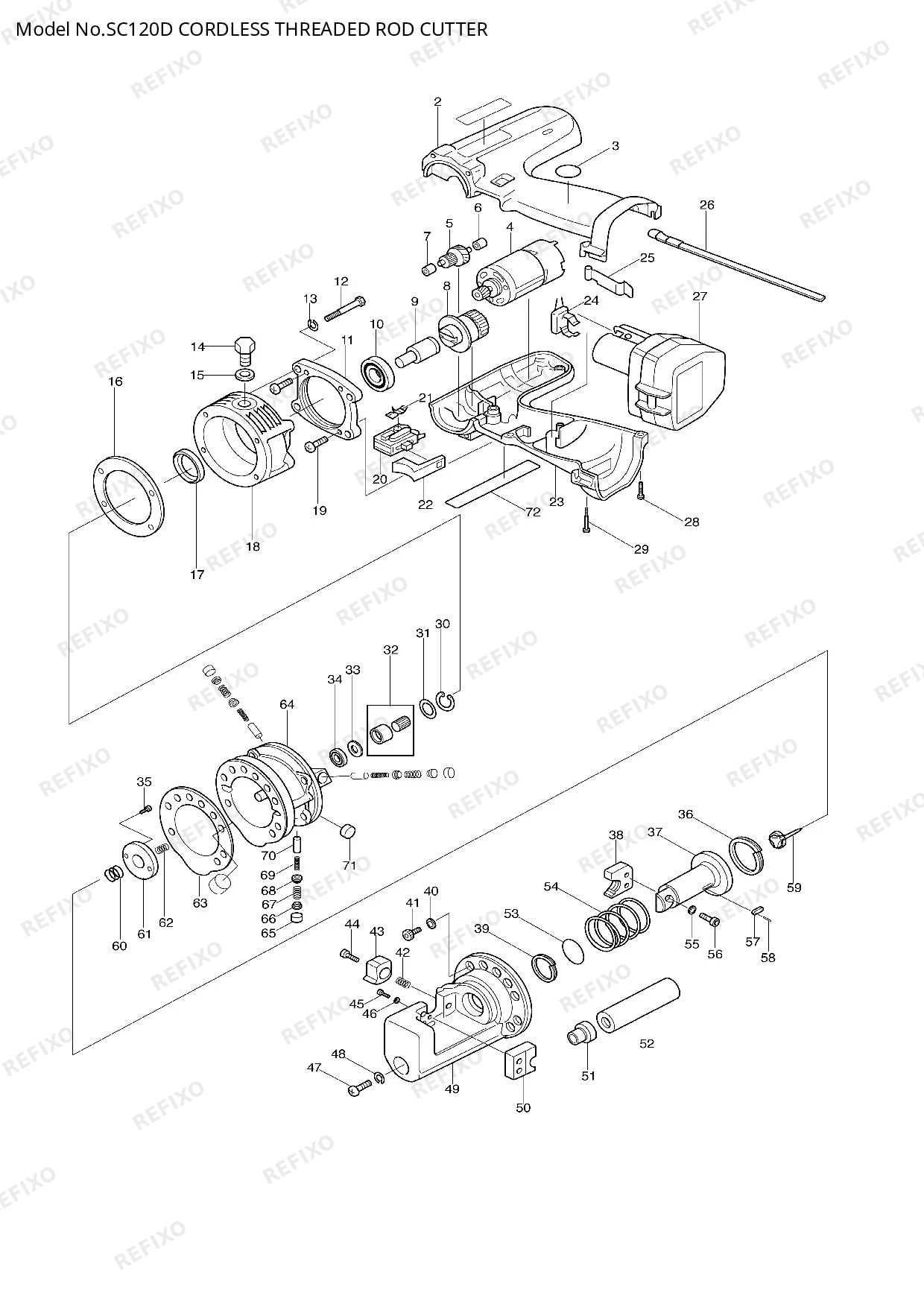 Деталировка MAKITA SC120D — схема запчастей в разборе