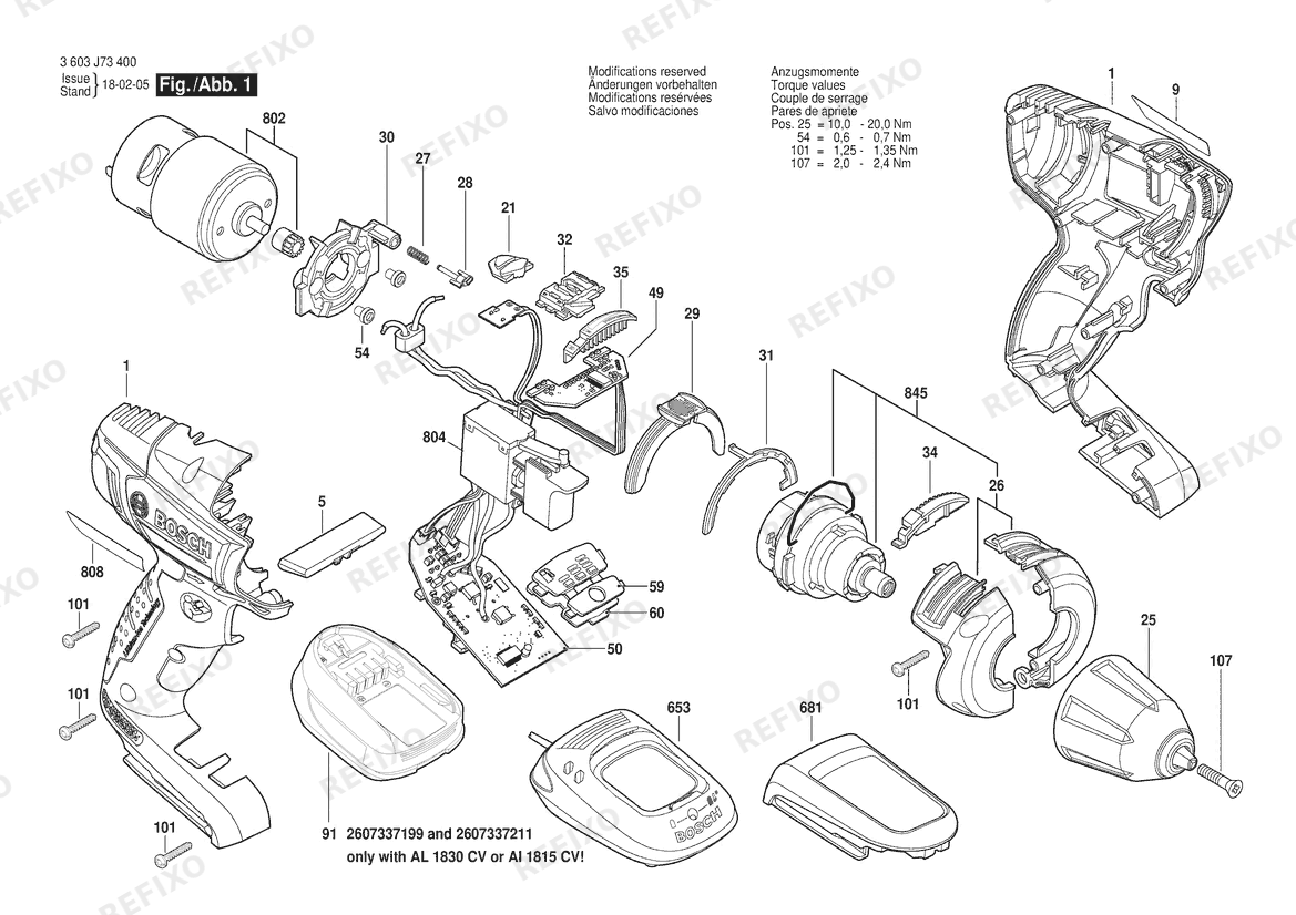 Деталировка Bosch Аккумуляторный шуруповёрт PSR 14,4 LI-2 | 14.4 V | 001 - EU (3 603 J73 401) — схема запчастей в разборе