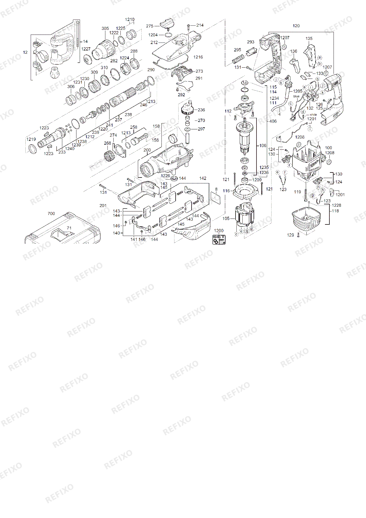Деталировка MILWAUKEE K700S 4933459148 4000455856 — схема запчастей в разборе