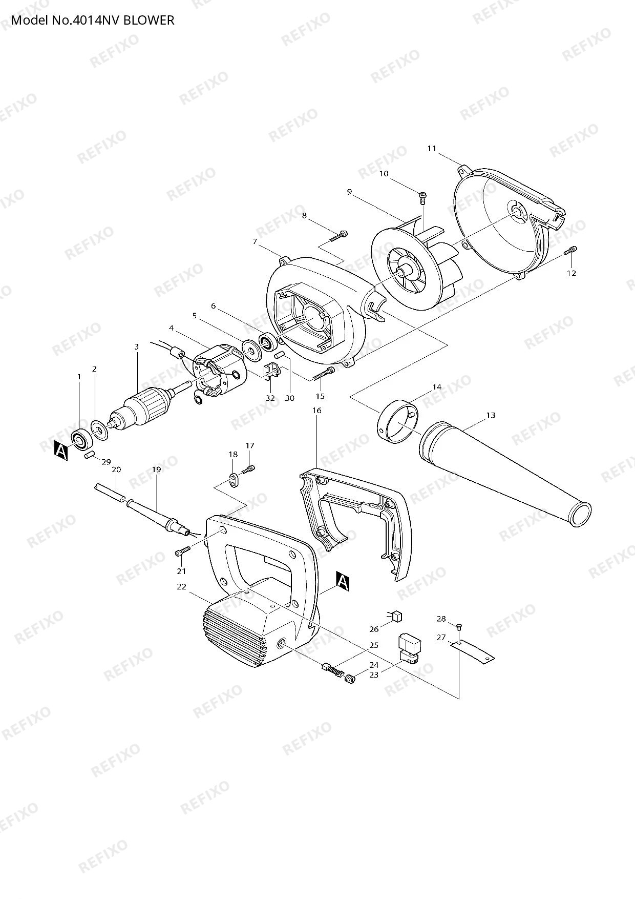 Деталировка MAKITA 4014NV — схема запчастей в разборе