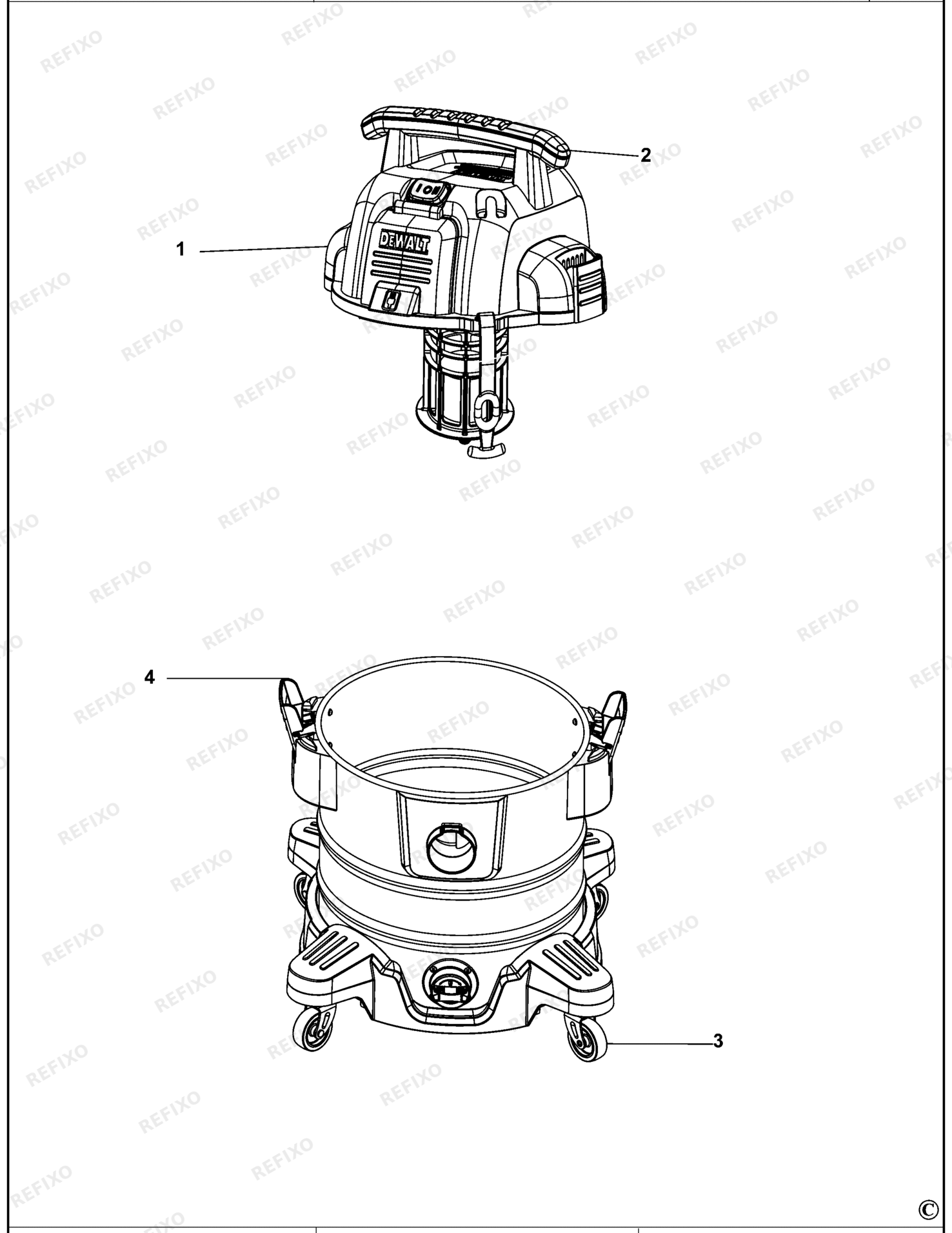 Деталировка DeWalt DXV30SPTA-QS TYPE 1 VACUUM CLEANER DXV30SPTA-QS DXV30SPTA — схема запчастей в разборе