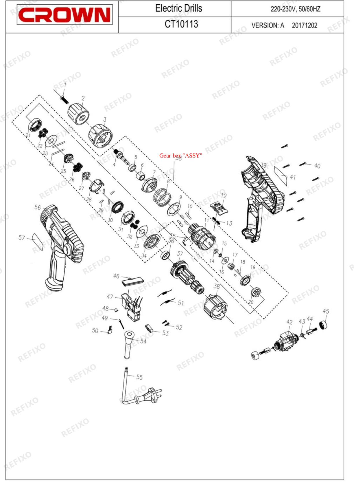 Деталировка CROWN CT10113 — схема запчастей в разборе