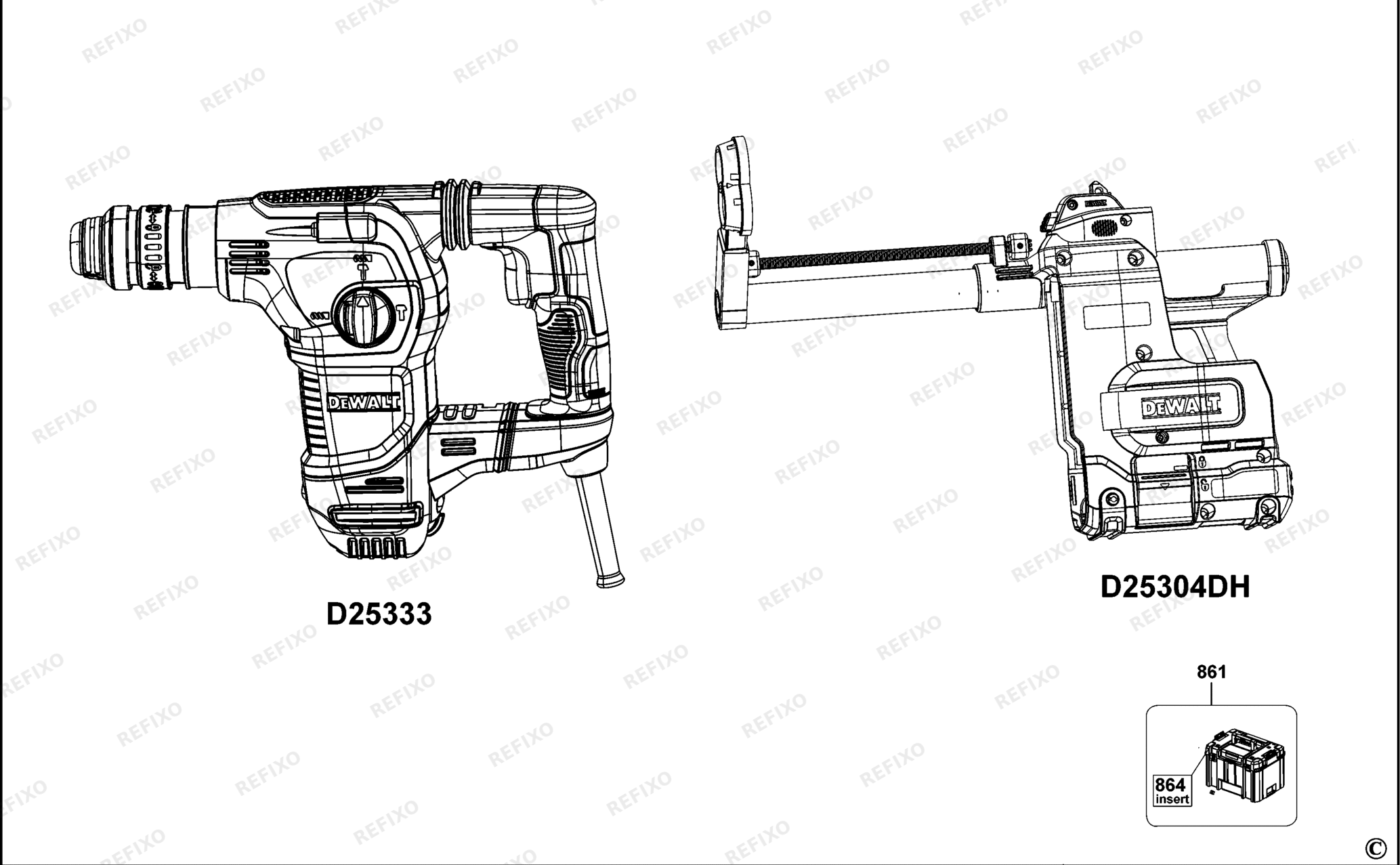 Деталировка DeWalt D25335K-XJ TYPE 1 перфоратор D25335K-XJ D25335K — схема запчастей в разборе