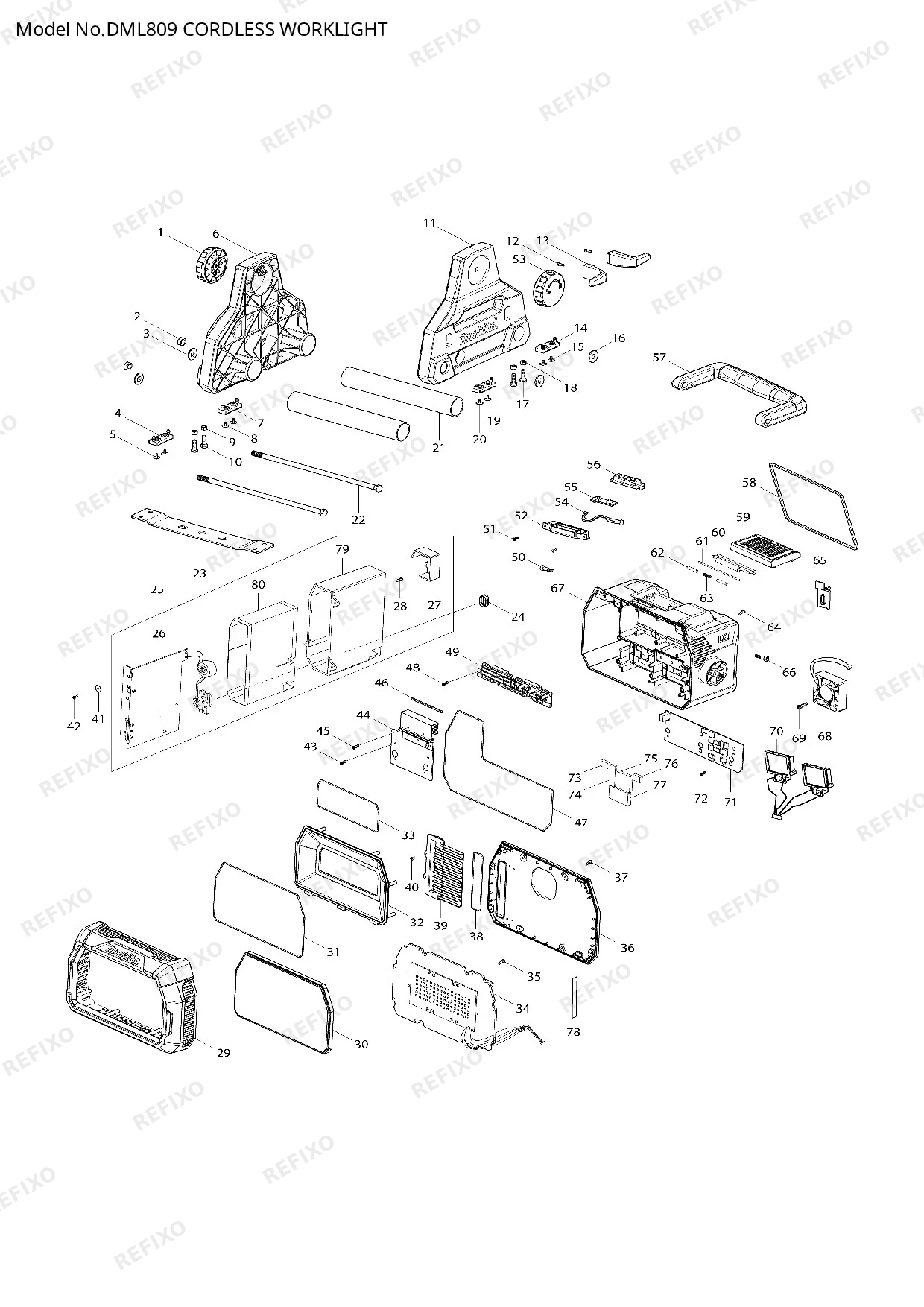 Деталировка MAKITA DML809 — схема запчастей в разборе