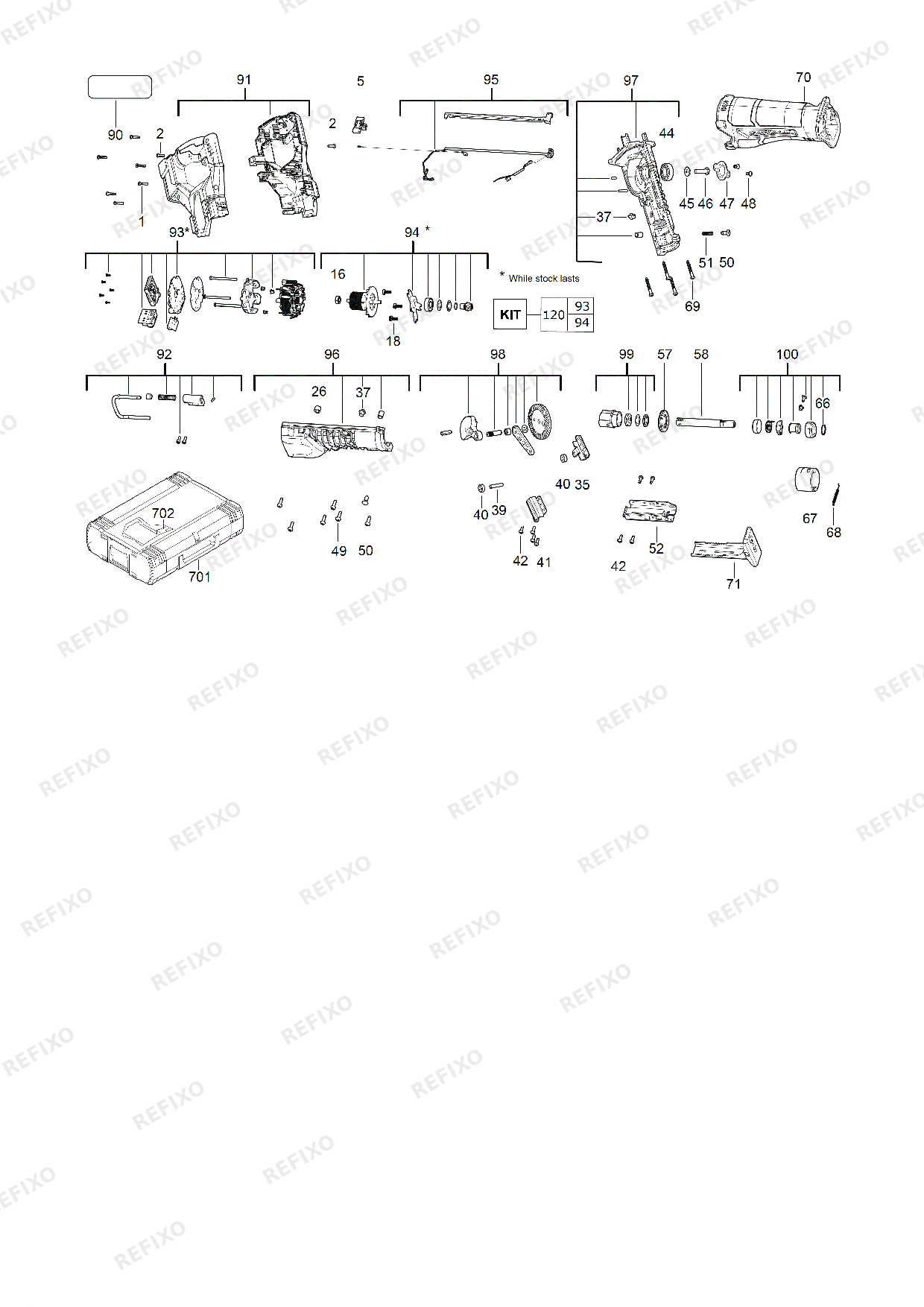 Деталировка MILWAUKEE M18FSZ 0X 4933478293 4000477657 — схема запчастей в разборе