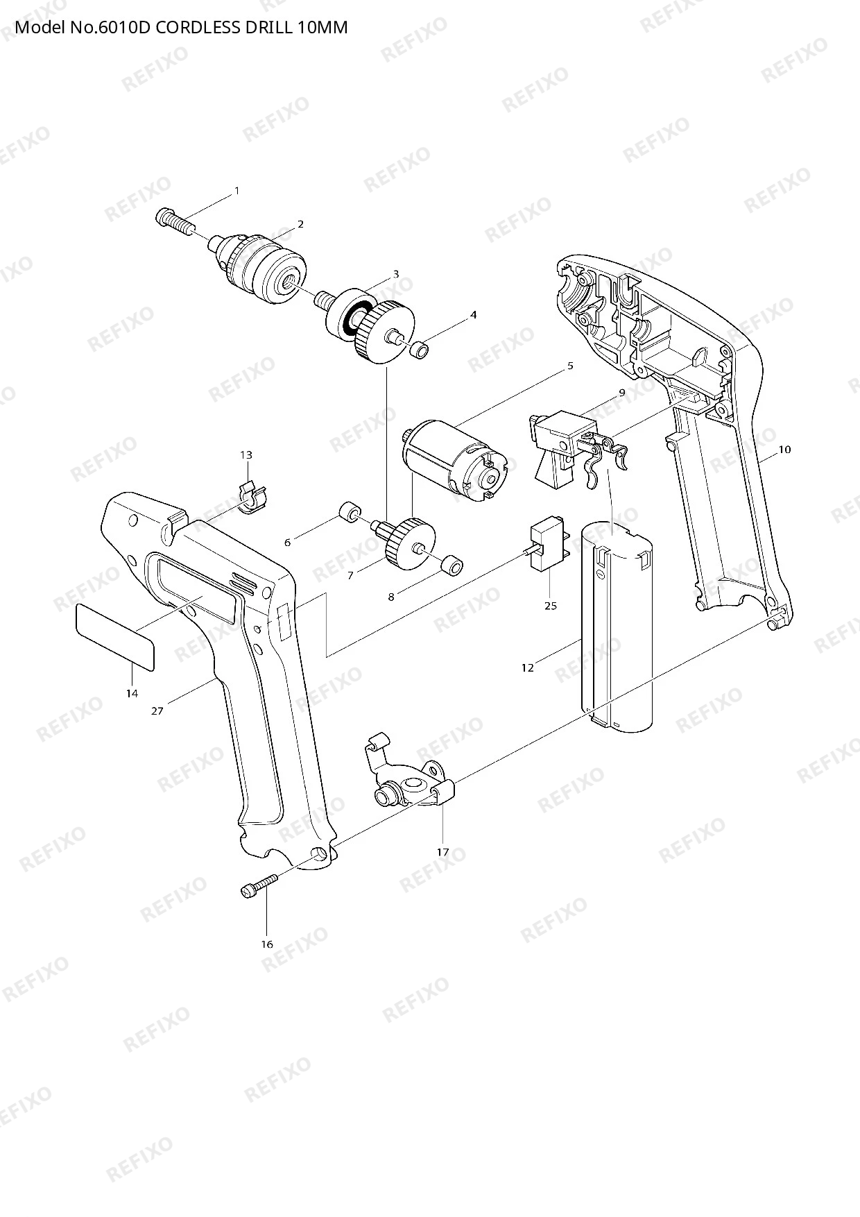 Деталировка MAKITA 6010D — схема запчастей в разборе