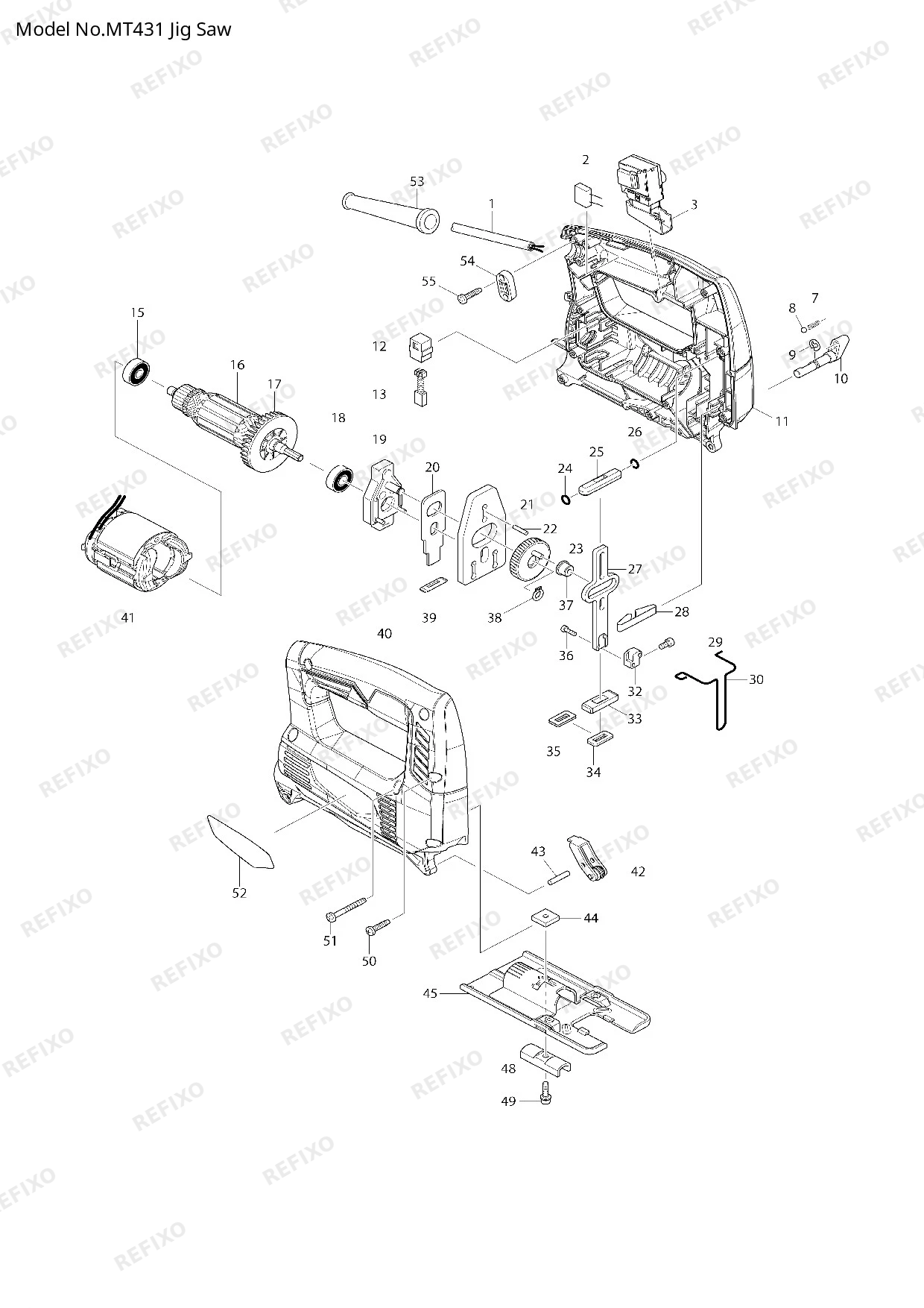 Деталировка MAKITA MT431 — схема запчастей в разборе
