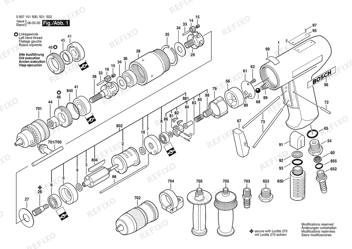 Деталировка Bosch Pw- дрель -Ind 370 WATT-SERIE (0 607 151 501) — схема запчастей в разборе