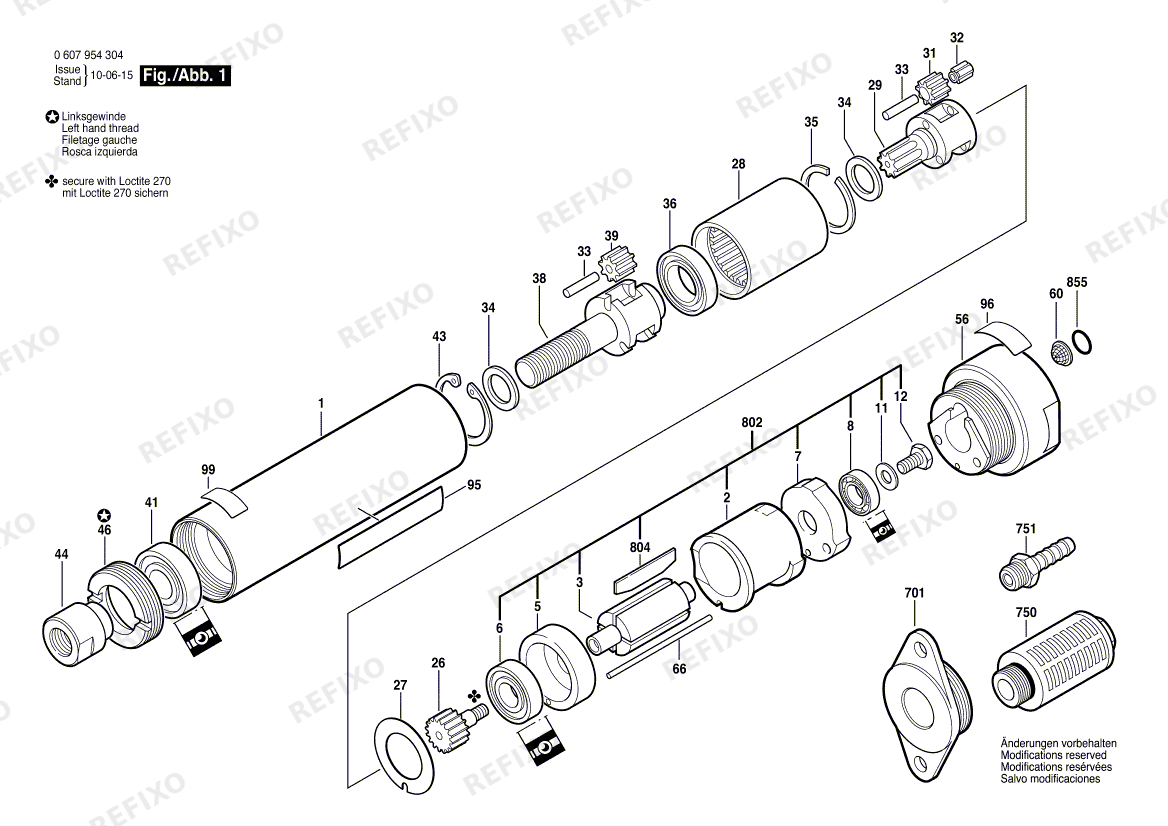 Деталировка Bosch Einbaumotor 120 WATT-SERIE (0 607 954 304) — схема запчастей в разборе
