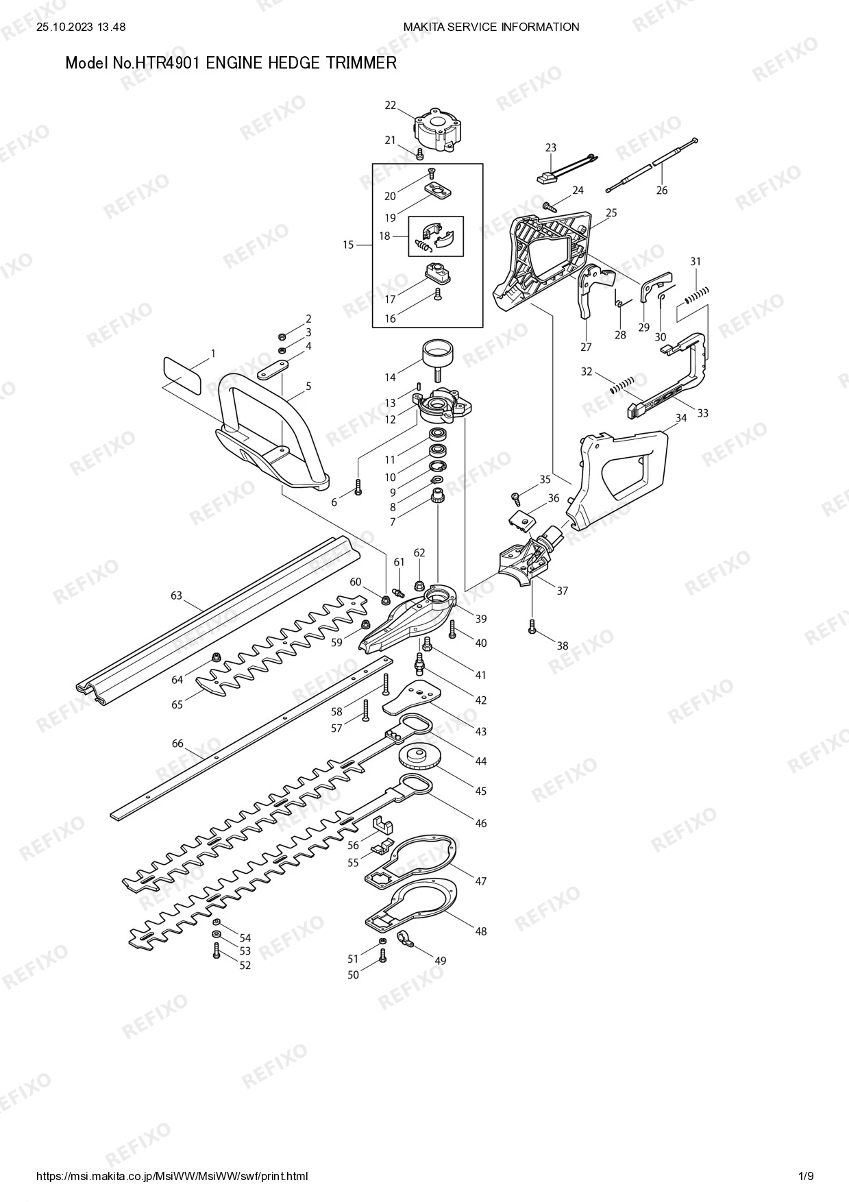 Деталировка MAKITA HTR4901 — схема запчастей в разборе
