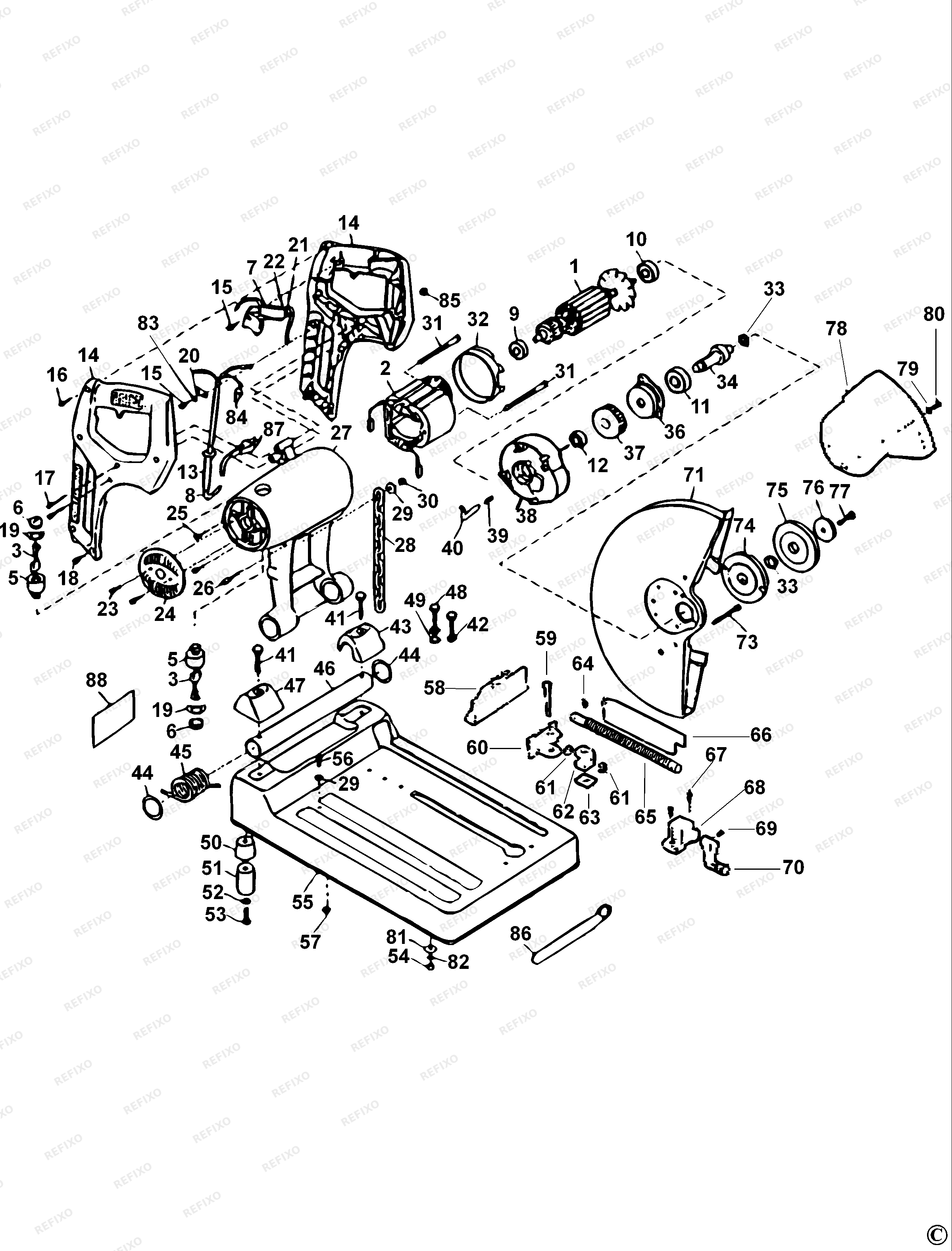 Black&Decker ОТРЕЗНАЯ ПИЛА 3935 — схема запчастей