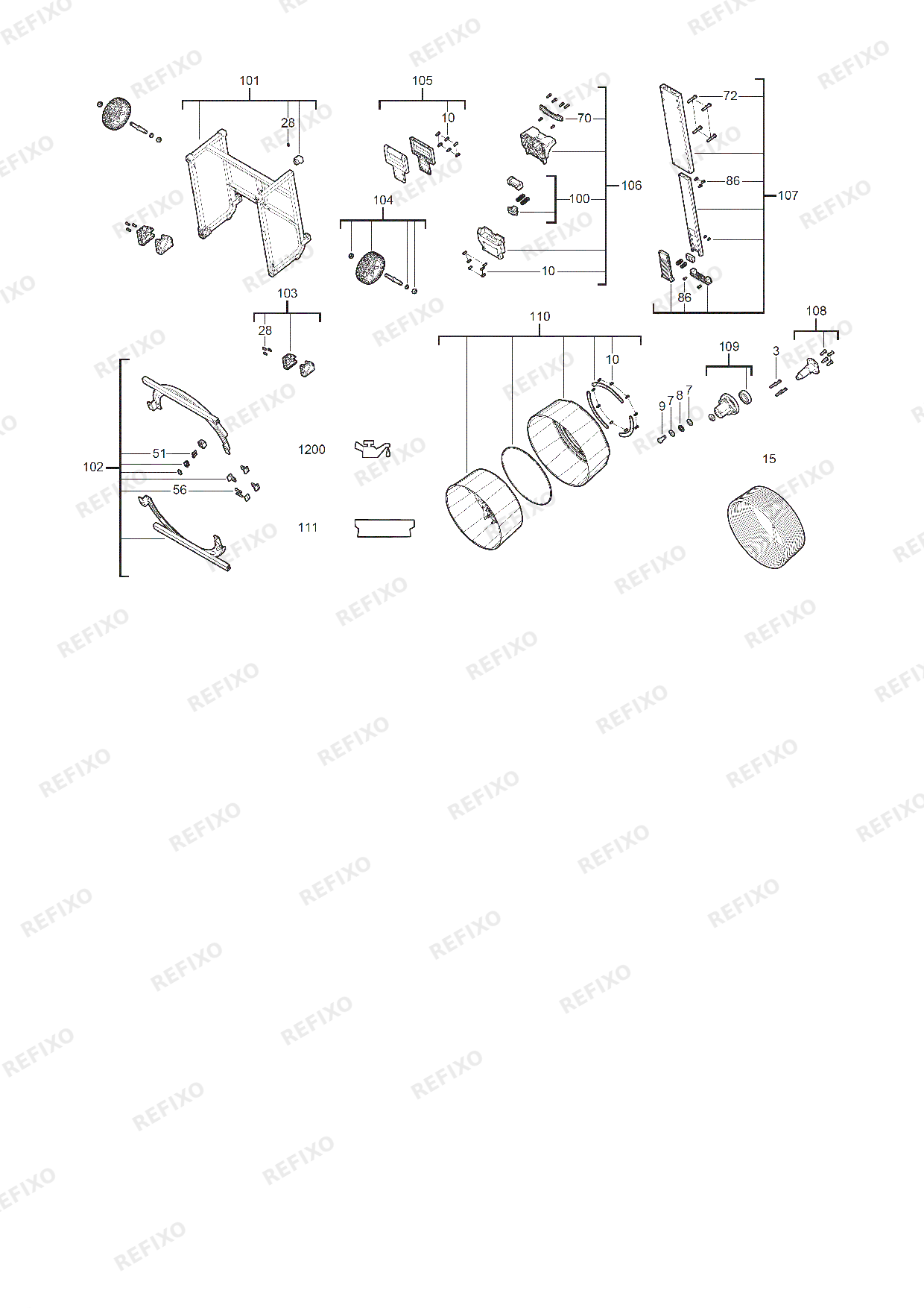 Деталировка MILWAUKEE M18HSFSM 0 4933480721 4000497365 — схема запчастей в разборе