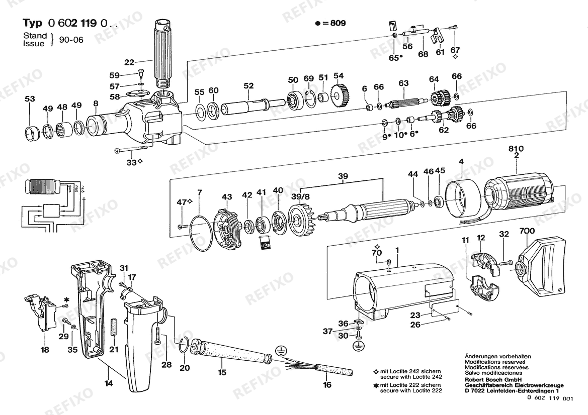 Деталировка Bosch Hf- дрель GR.77 (0 602 119 013) — схема запчастей в разборе