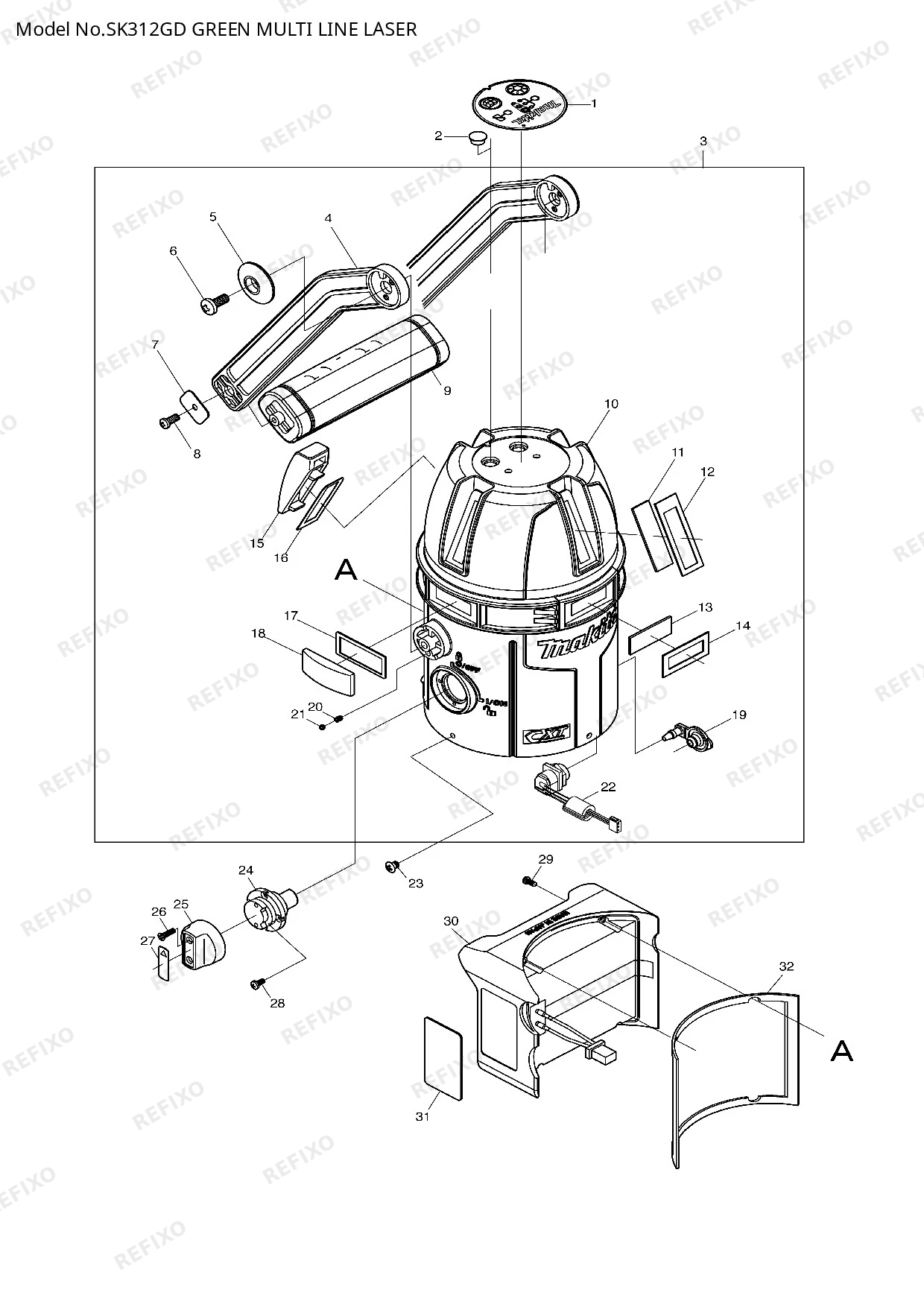 Деталировка MAKITA SK312GD — схема запчастей в разборе