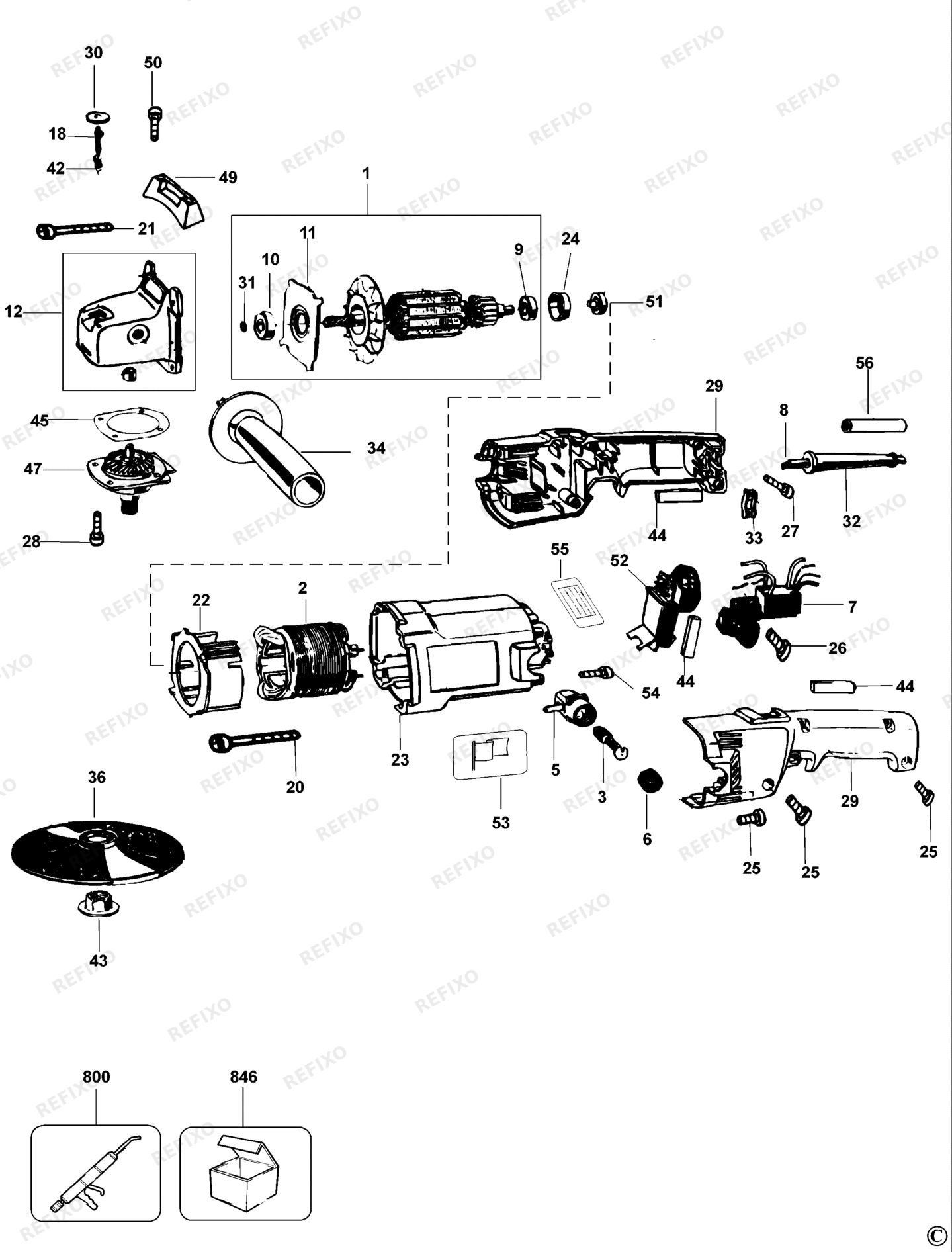 Деталировка DeWalt DW849-LX TYPE 1 POLIERER DW849-LX DW849 — схема запчастей в разборе