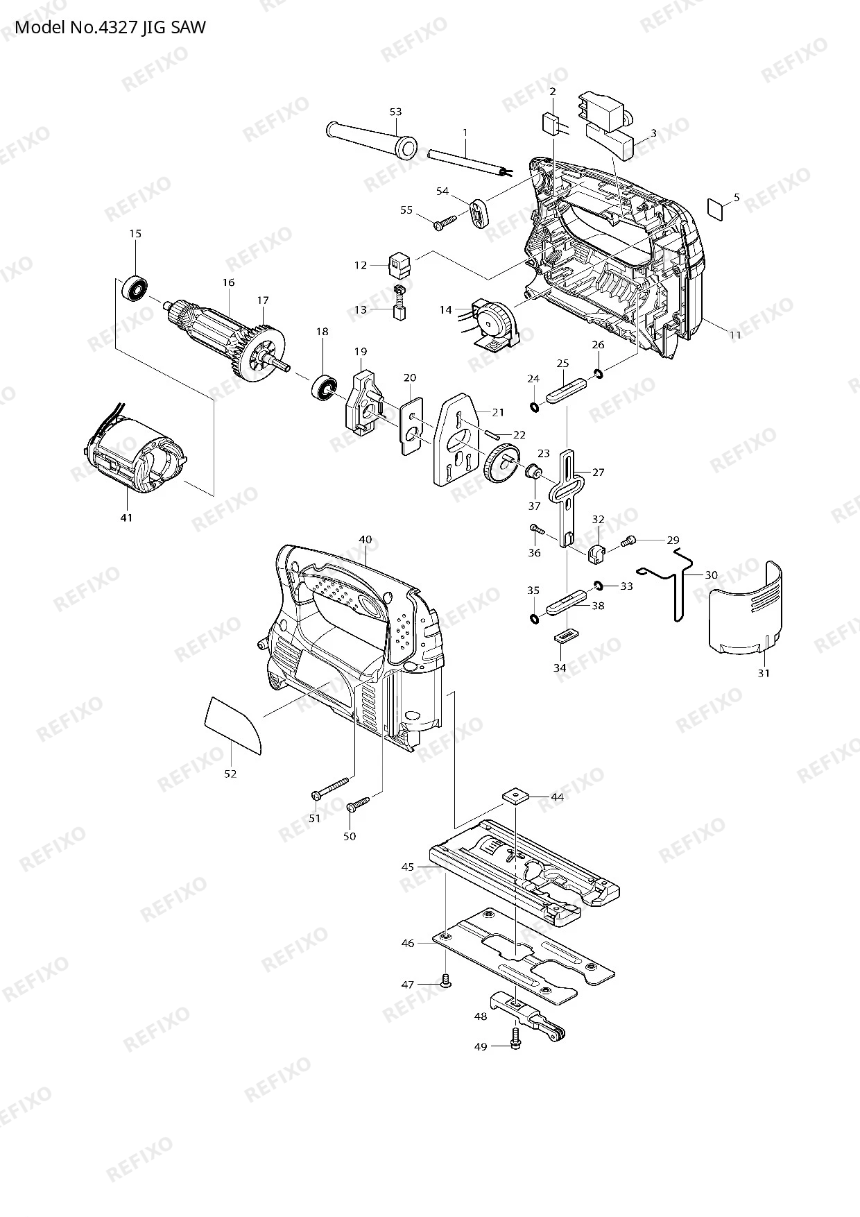 Деталировка MAKITA 4327 — схема запчастей в разборе