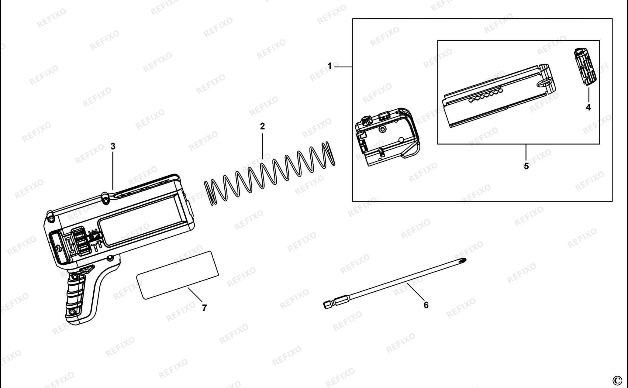 Деталировка DeWalt DCF6201-XJ TYPE 1 ZUBEHOR DCF6201-XJ DCF6201 — схема запчастей в разборе