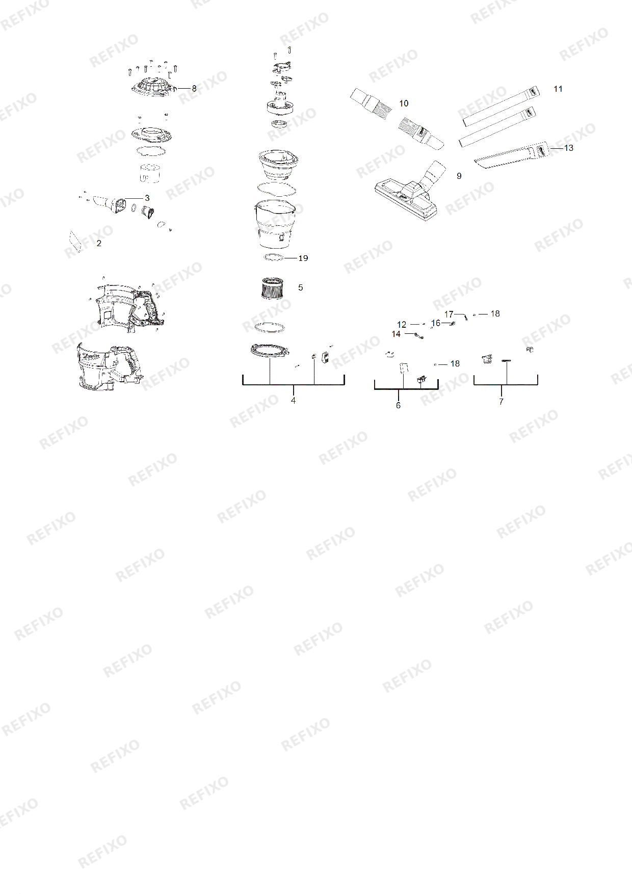 Деталировка MILWAUKEE M18CV 0 4933459204 4000458288 — схема запчастей в разборе