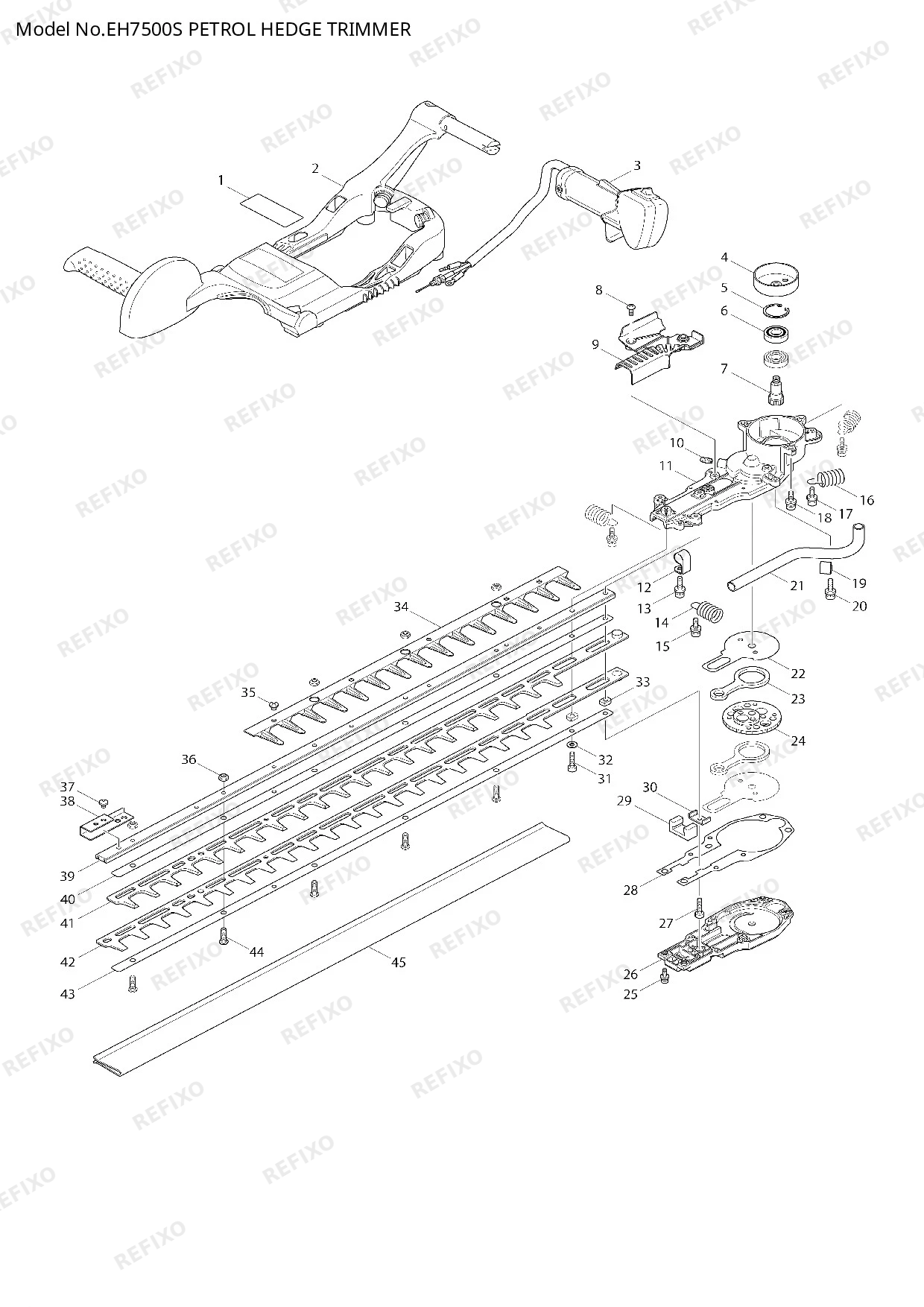 Деталировка MAKITA EH7500S — схема запчастей в разборе