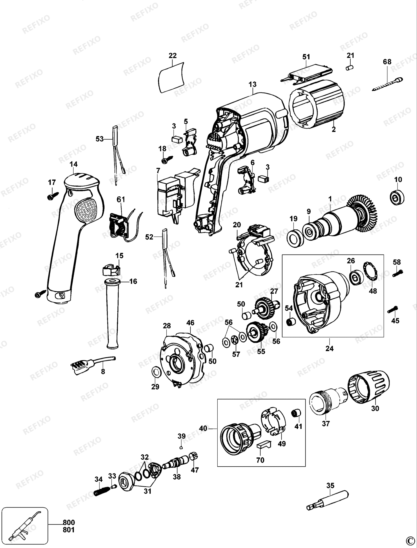 Деталировка DeWalt DW263K-QS TYPE 2 SCHRAUBENDREHER DW263K-QS DW263K — схема запчастей в разборе