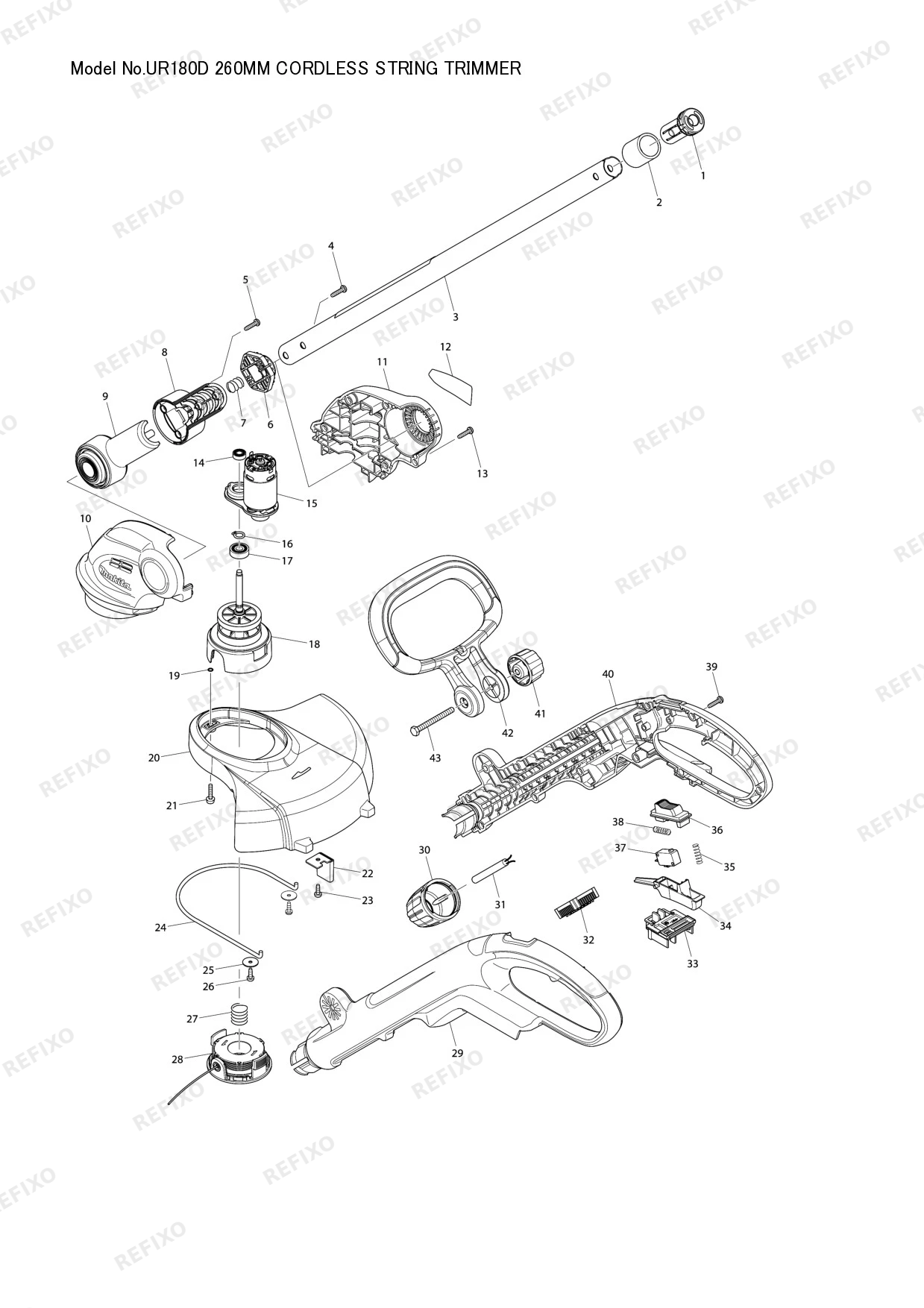Деталировка MAKITA UR180D — схема запчастей в разборе