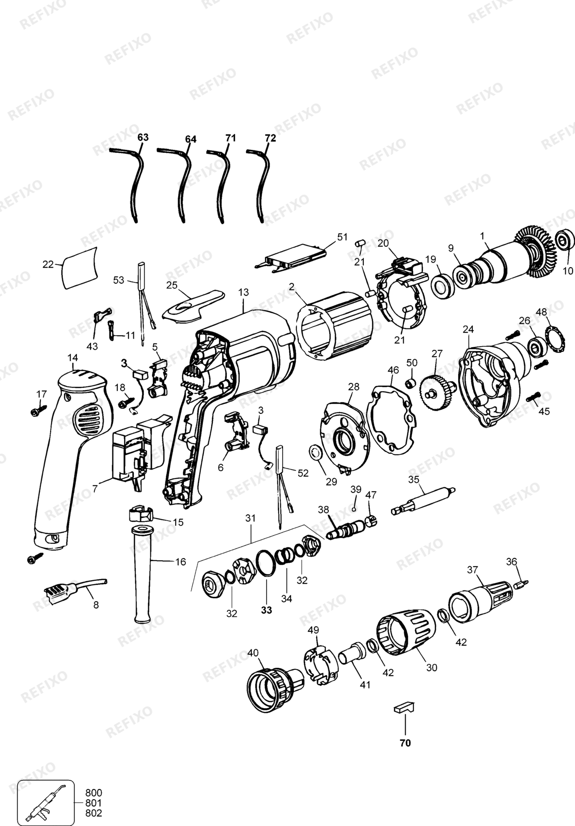 Деталировка DeWalt DW274KN-XJ TYPE 1 SCHRAUBENDREHER DW274KN-XJ DW274KN — схема запчастей в разборе