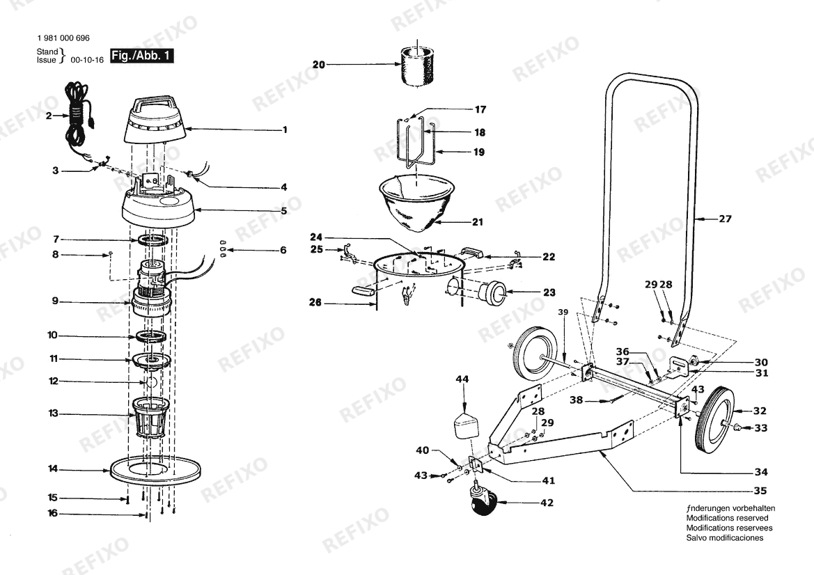 Деталировка Bosch Allzwecksauger 1702 (1 981 000 696) — схема запчастей в разборе
