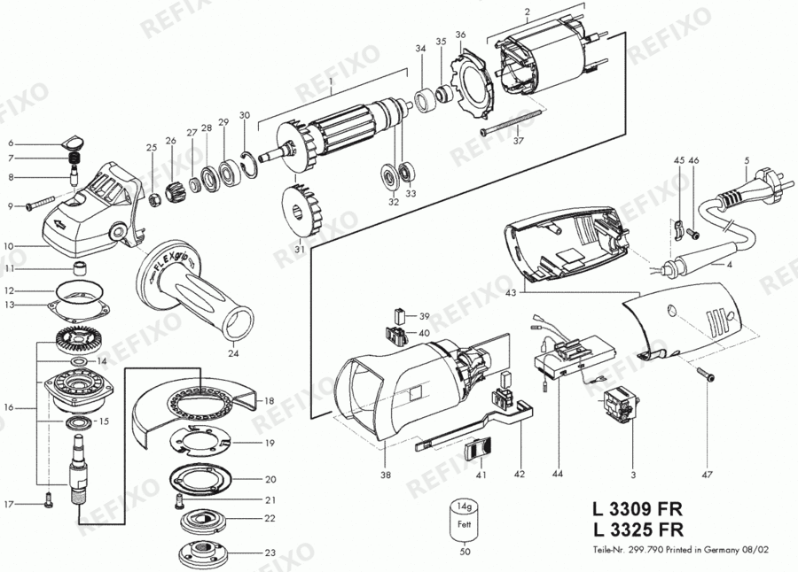 Деталировка Flex L 3309 FR 230CEE Fixtec bis 01.01.2017 296805 — схема запчастей в разборе
