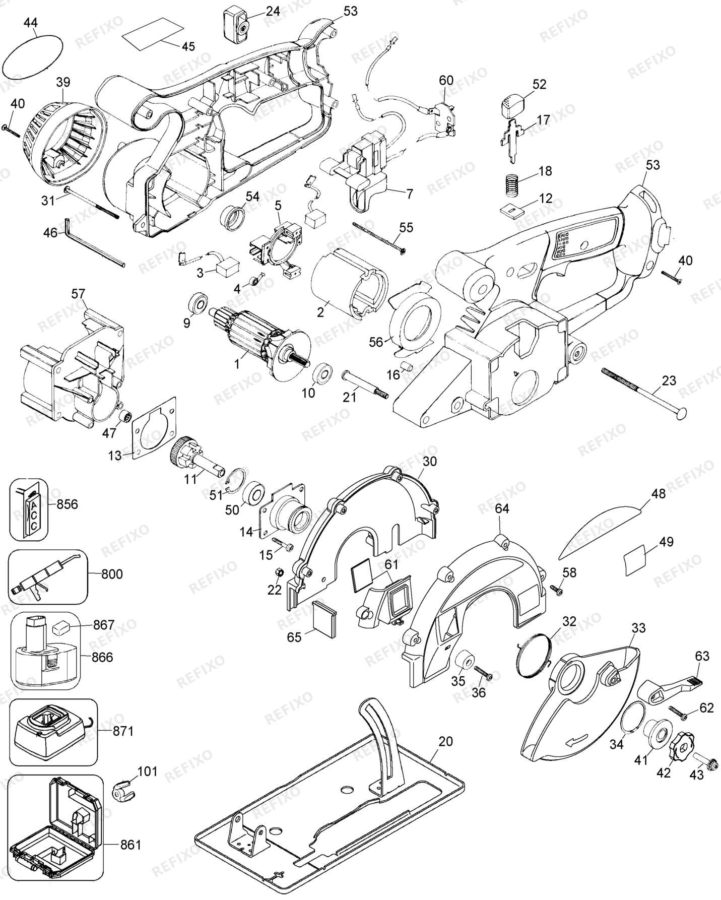 Деталировка DeWalt DW934-XJ TYPE 1 KREISSGE DW934-XJ DW934 — схема запчастей в разборе