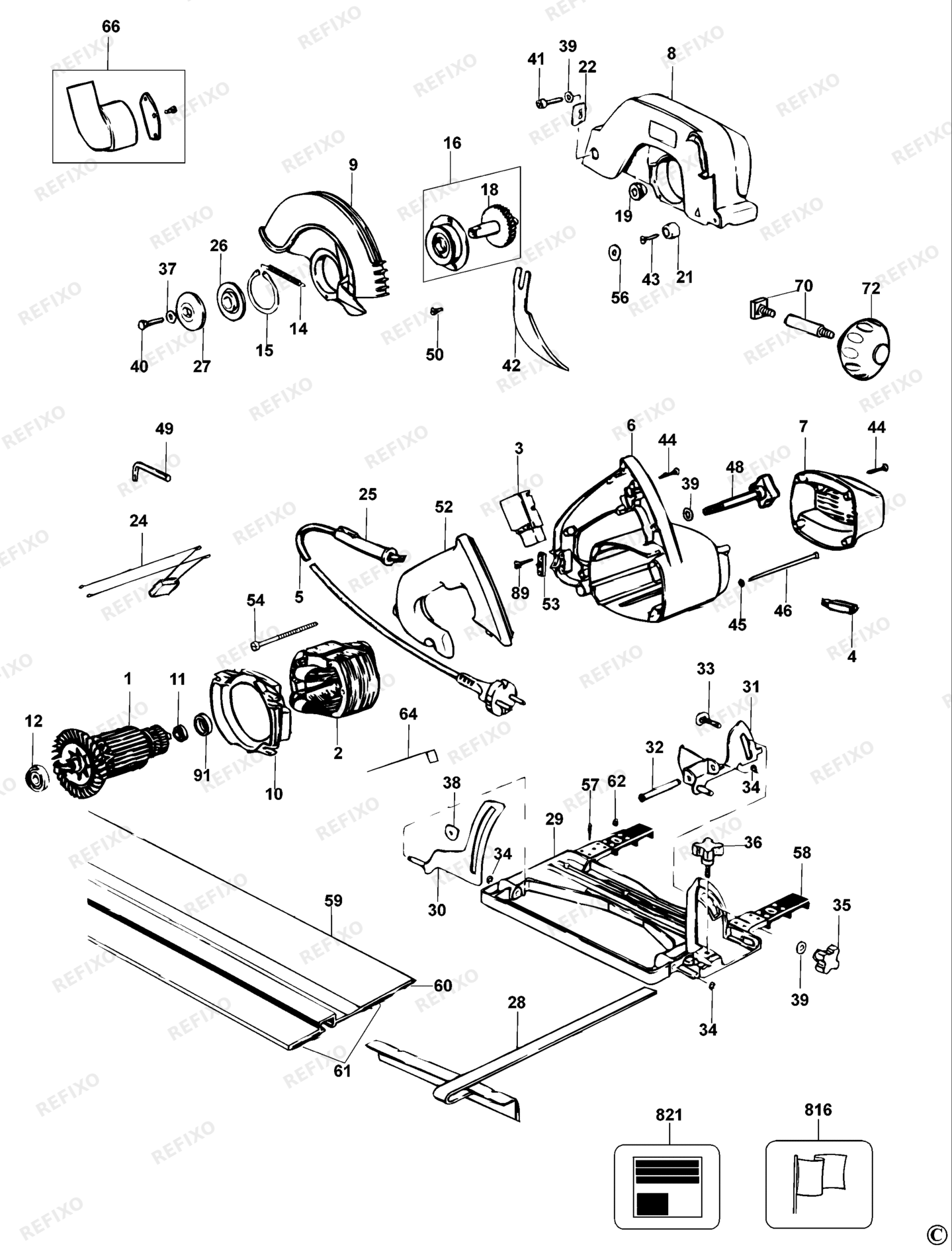 Деталировка DeWalt DW351-LX TYPE 7 KREISSGE DW351-LX DW351 — схема запчастей в разборе