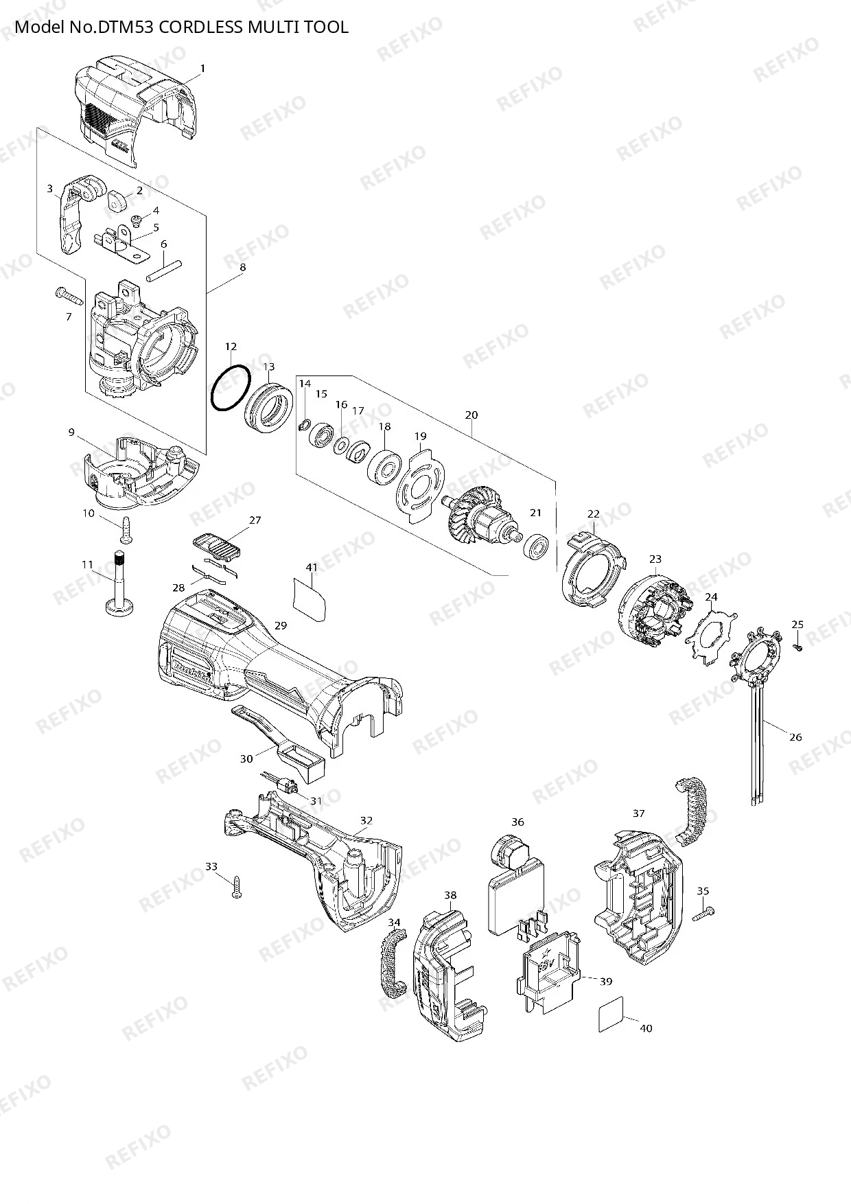 Деталировка MAKITA DTM53 — схема запчастей в разборе