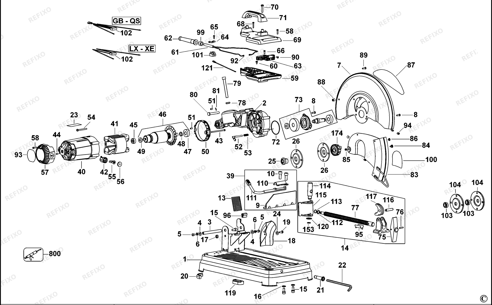Деталировка DeWalt D28715-QS TYPE 1 SCHROTSÄGE D28715-QS D28715 — схема запчастей в разборе