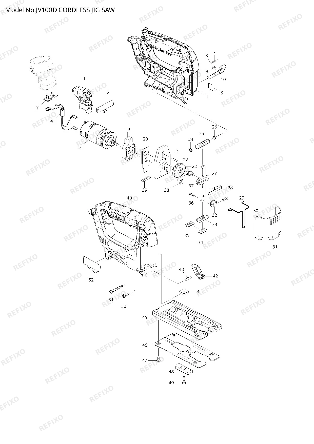 Деталировка MAKITA JV100D — схема запчастей в разборе