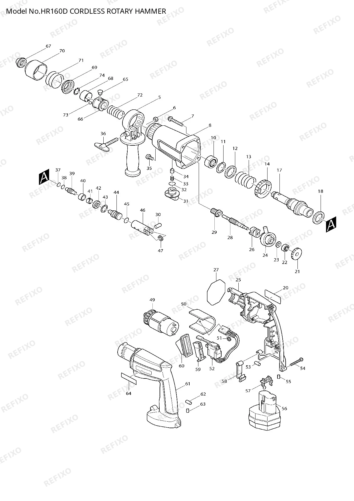 Деталировка MAKITA HR160D — схема запчастей в разборе