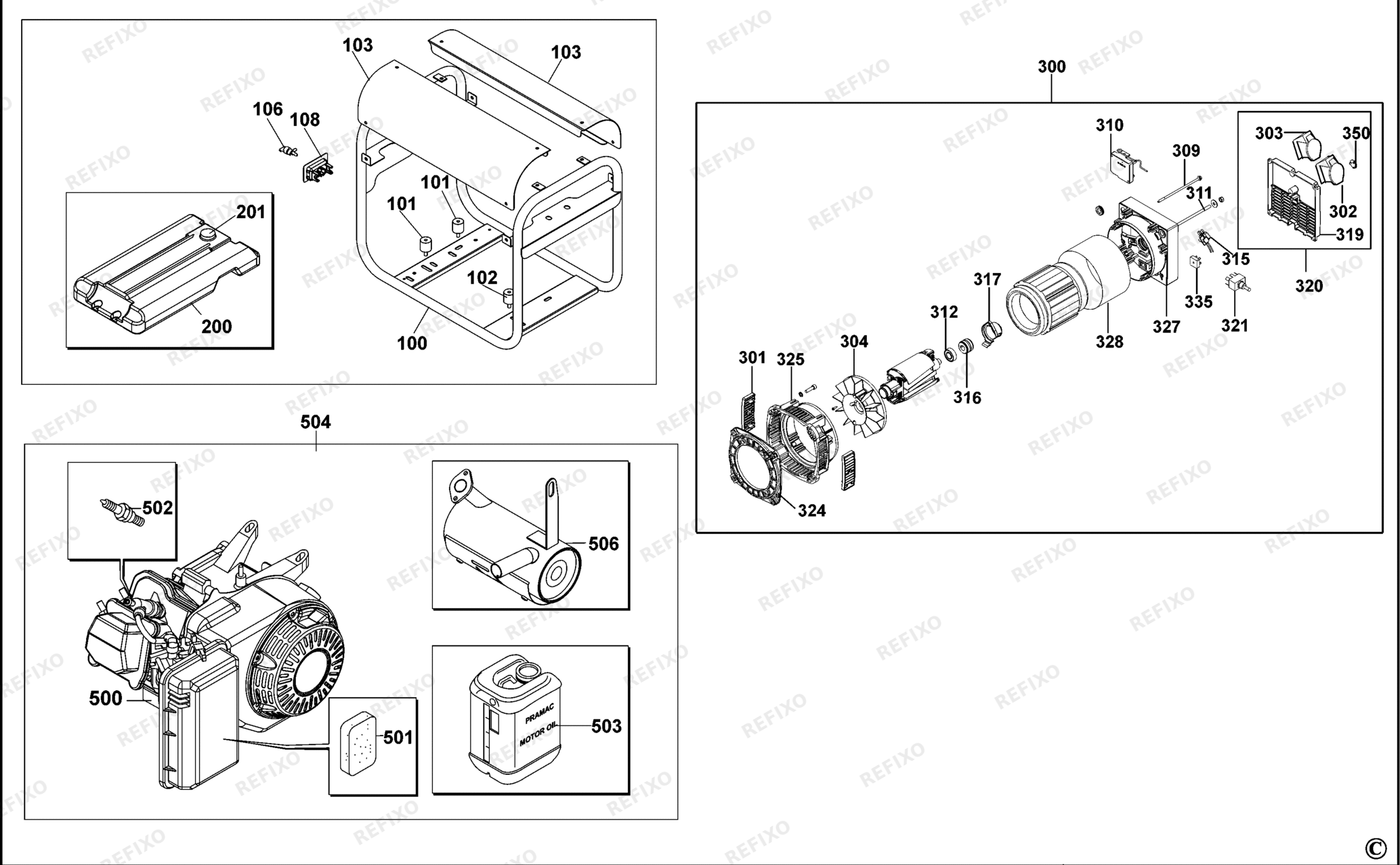 Деталировка DeWalt PE242SHI011-XJ TYPE 1 GENERATOR PE242SHI011-XJ PE242SHI011 — схема запчастей в разборе